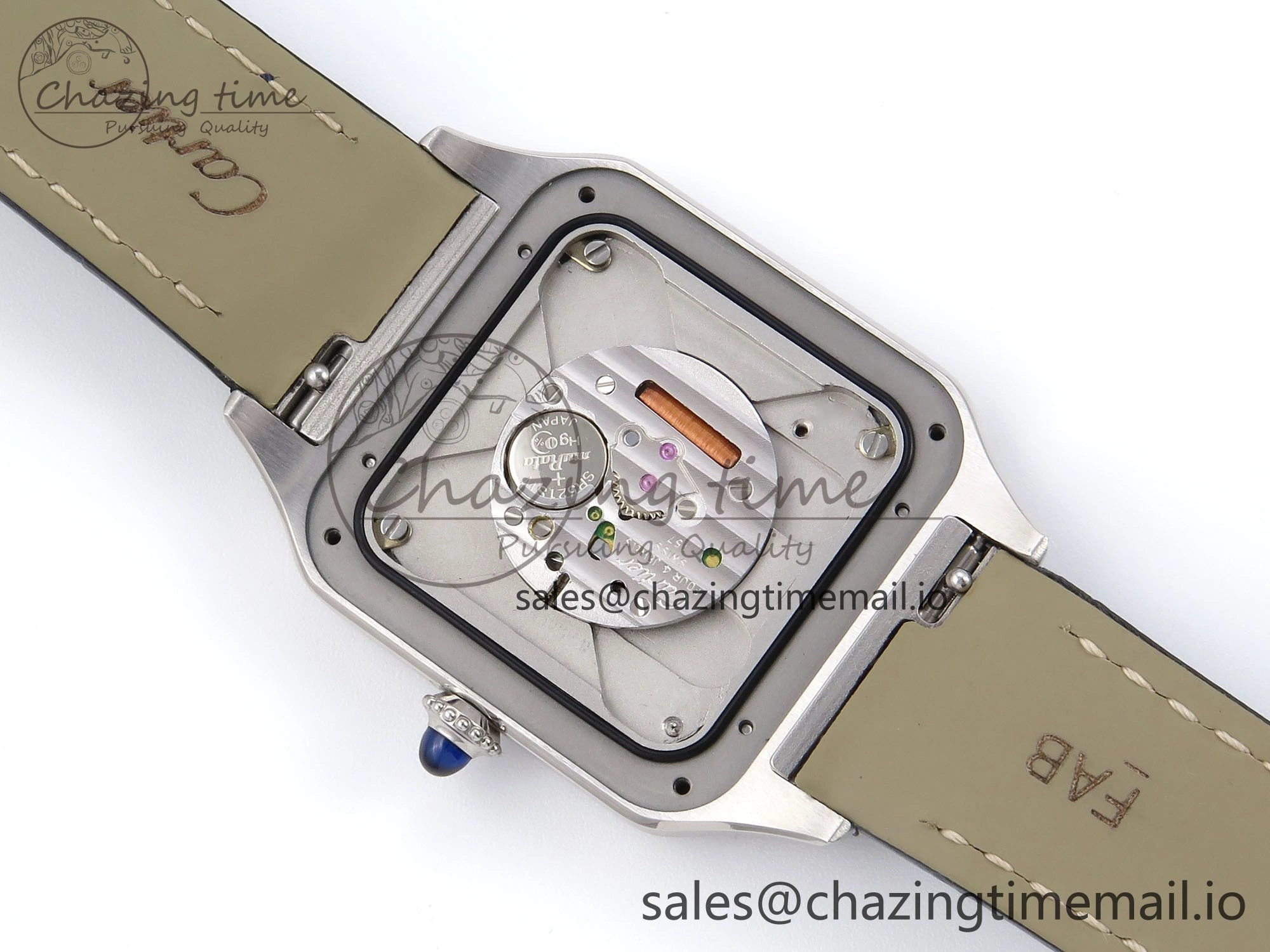 Santos Dumont 31.4mm SS AF 1:1 Best Edition Silver Dial on Blue Croco Strap A Durable 5902