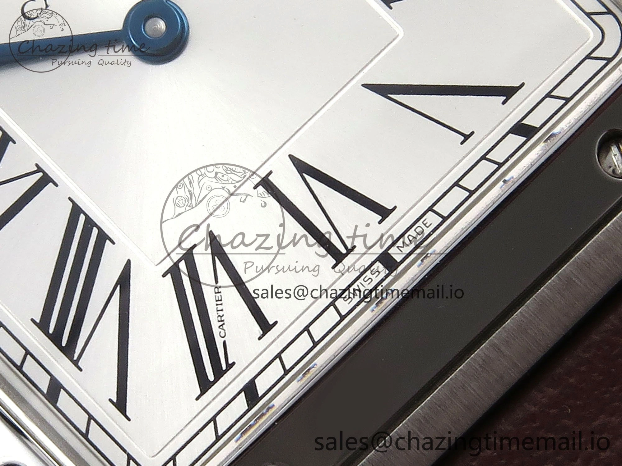 Durable Santos Dumont 31.4mm SS AF 1:1 Best Edition Silver Dial on Brown Leather Strap A 5906