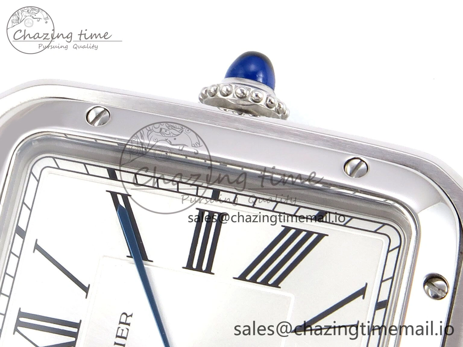 Durable Santos Dumont 31.4mm SS AF 1:1 Best Edition Silver Dial on Brown Leather Strap A 5906