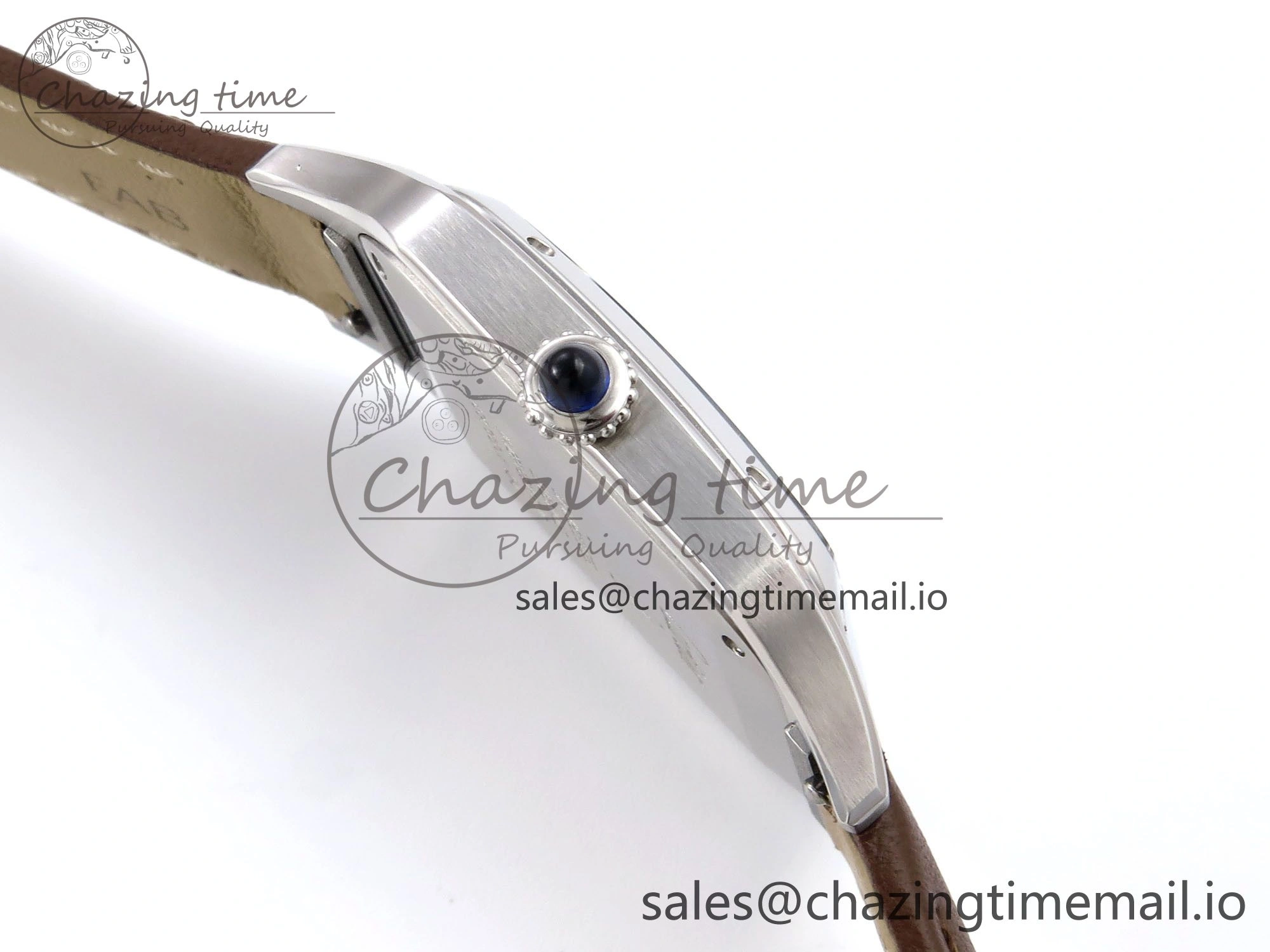 Durable Santos Dumont 31.4mm SS AF 1:1 Best Edition Silver Dial on Brown Leather Strap A 5906