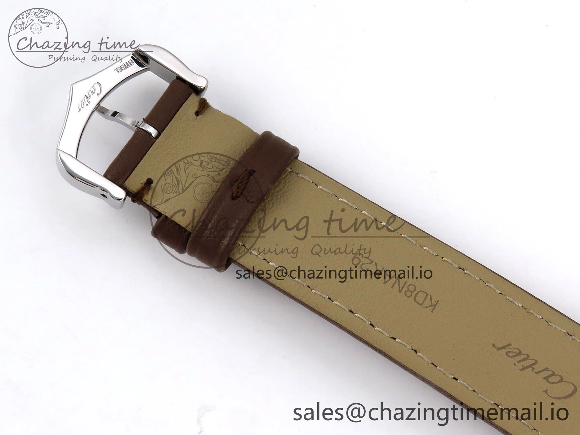 Durable Santos Dumont 31.4mm SS AF 1:1 Best Edition Silver Dial on Brown Leather Strap A 5906