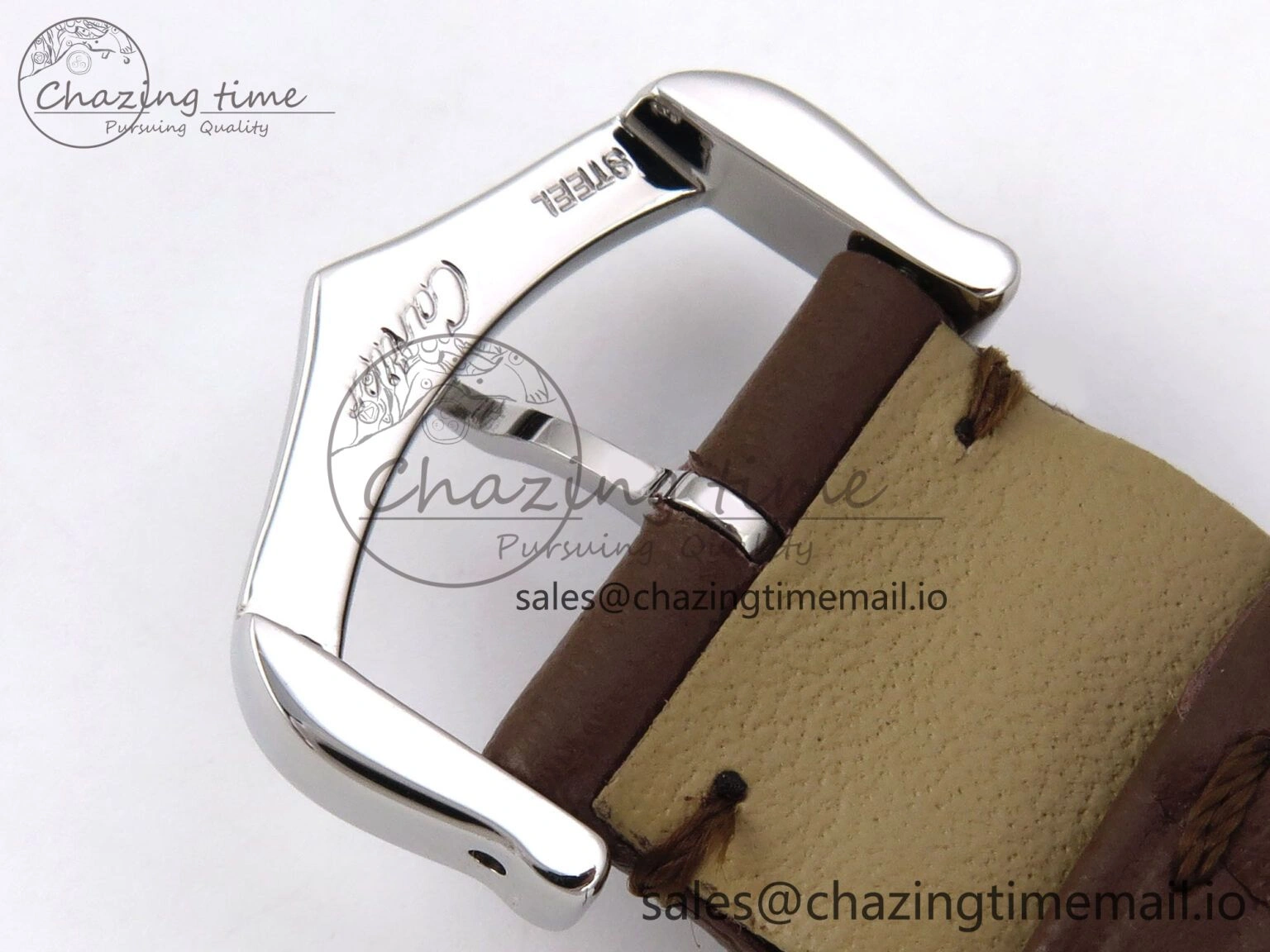 Durable Santos Dumont 31.4mm SS AF 1:1 Best Edition Silver Dial on Brown Leather Strap A 5906