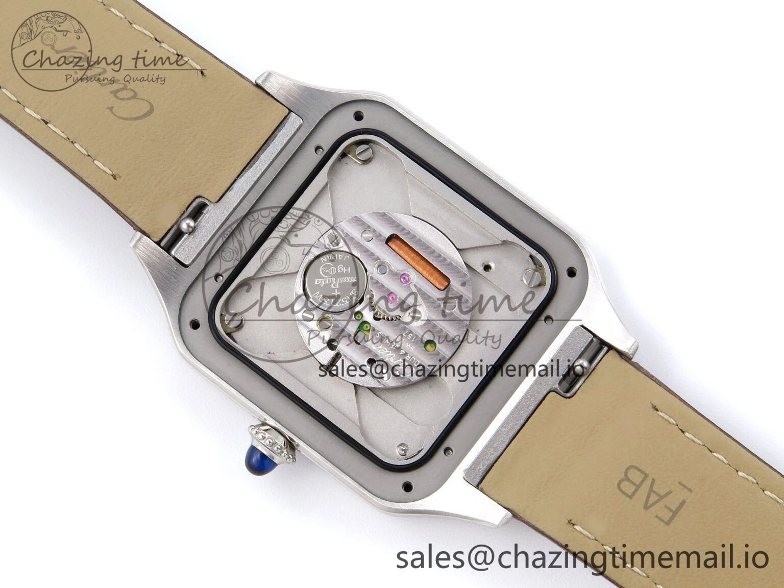 Durable Santos Dumont 31.4mm SS AF 1:1 Best Edition Silver Dial on Brown Leather Strap A 5906