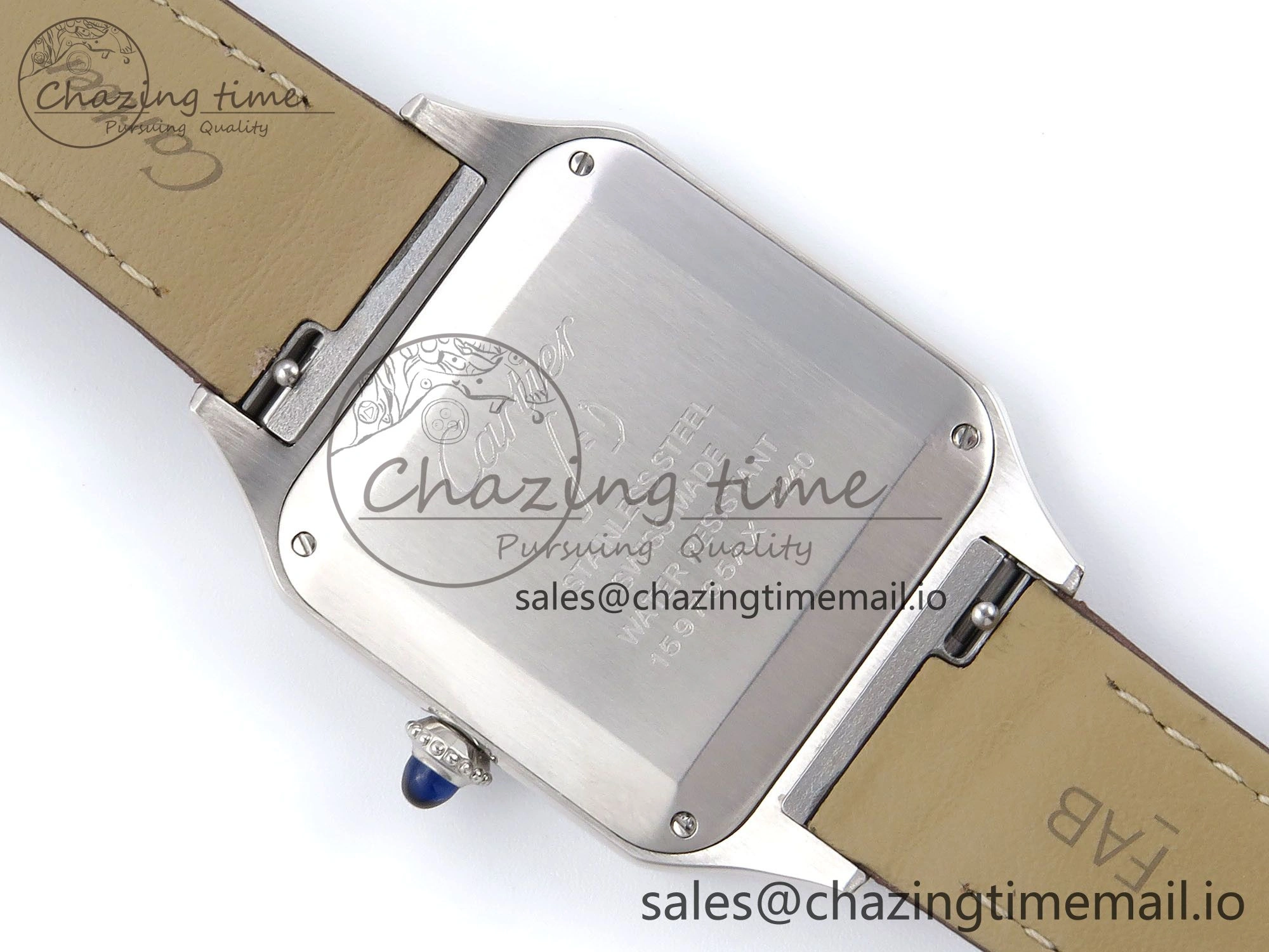 Durable Santos Dumont 31.4mm SS AF 1:1 Best Edition Silver Dial on Brown Leather Strap A 5906