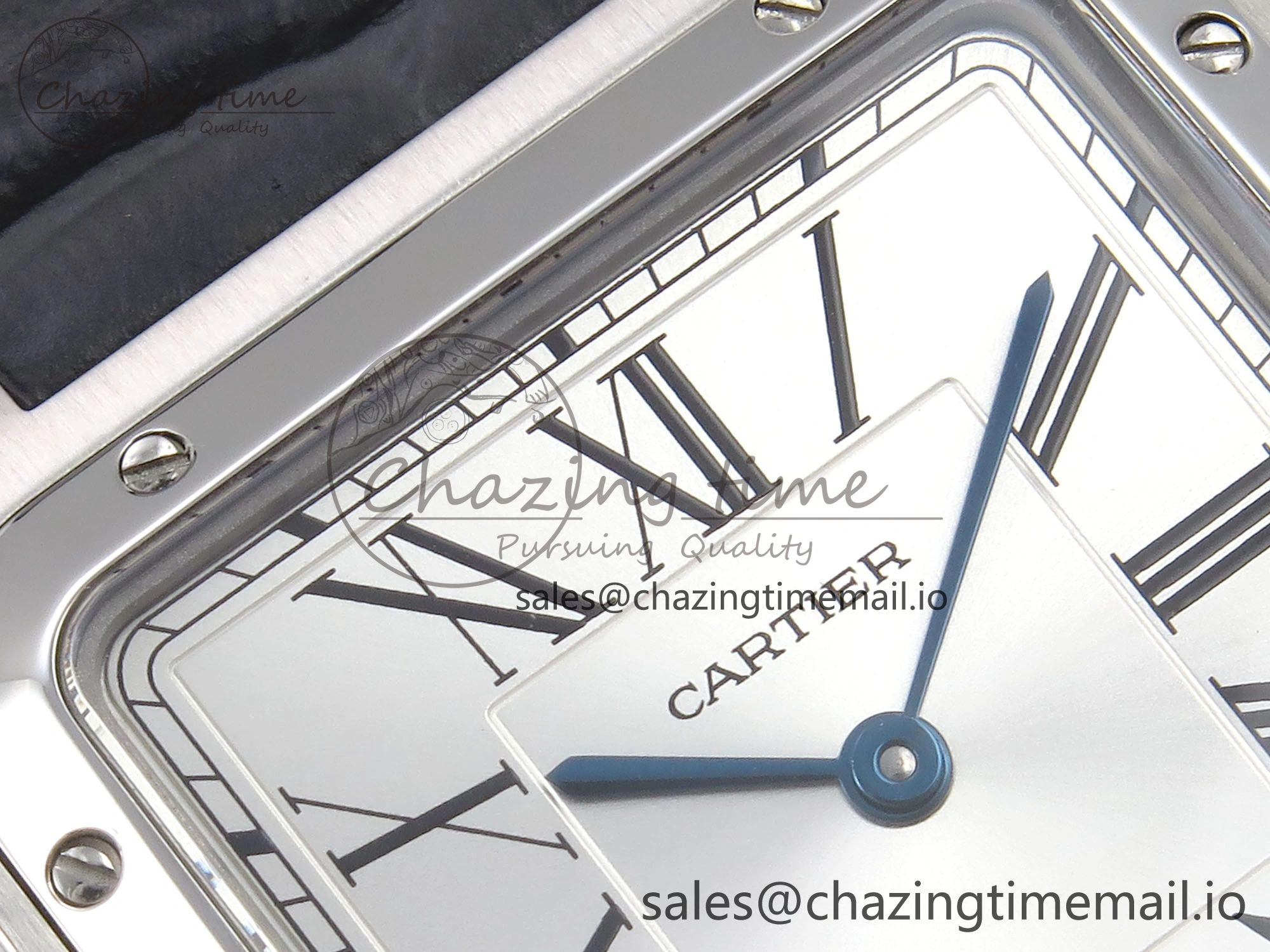 Classic Santos Dumont 31.4mm SS AF 1:1 Best Edition Silver Dial on Gray Croco Strap A 5901