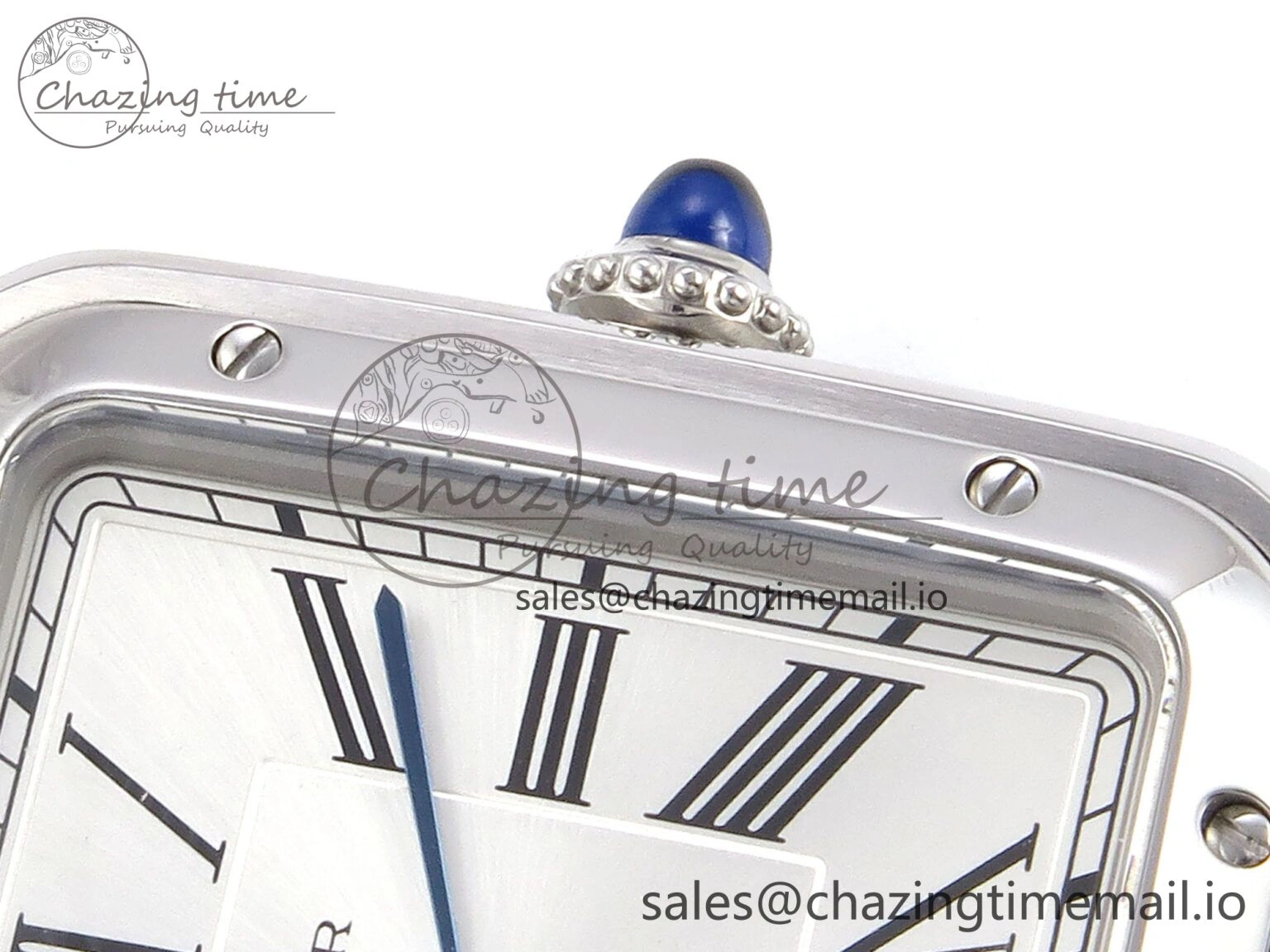 Classic Santos Dumont 31.4mm SS AF 1:1 Best Edition Silver Dial on Gray Croco Strap A 5901