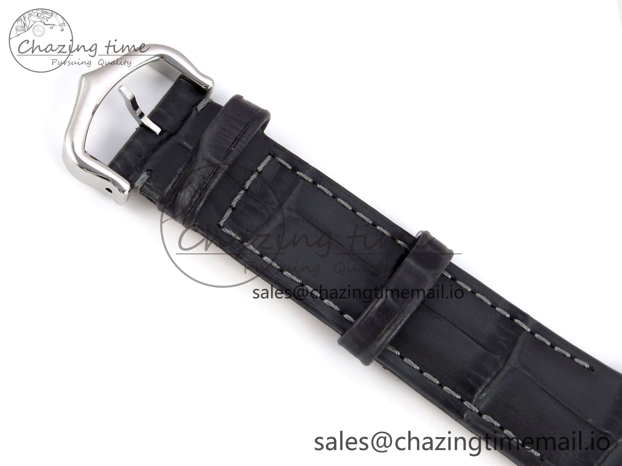 Classic Santos Dumont 31.4mm SS AF 1:1 Best Edition Silver Dial on Gray Croco Strap A 5901