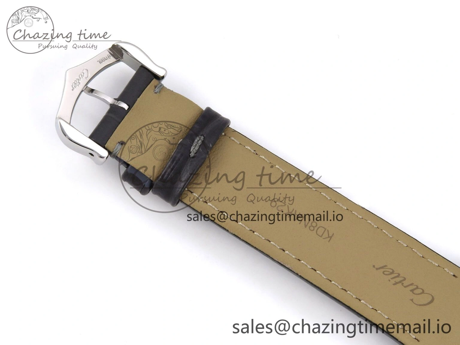 Classic Santos Dumont 31.4mm SS AF 1:1 Best Edition Silver Dial on Gray Croco Strap A 5901