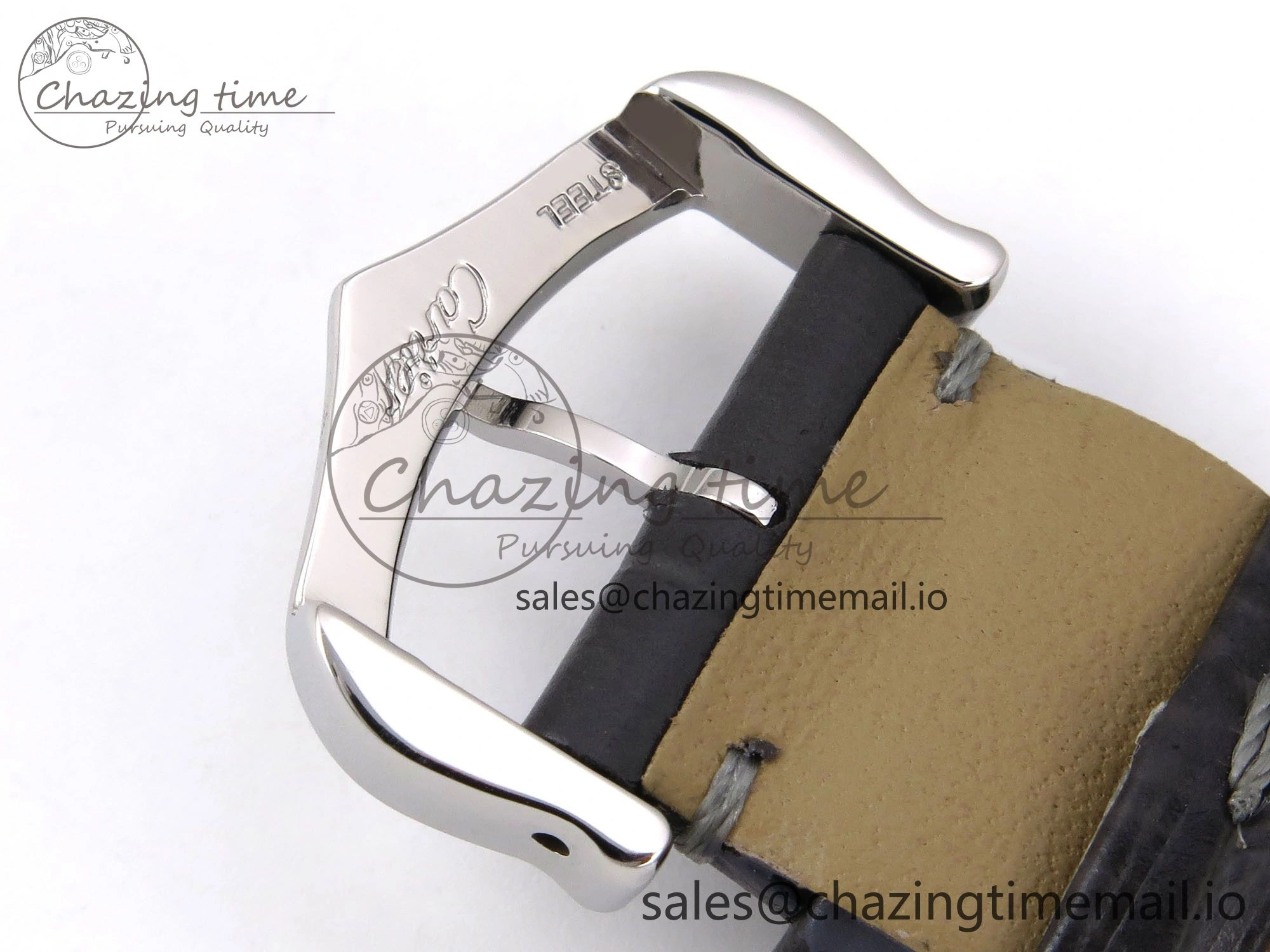 Classic Santos Dumont 31.4mm SS AF 1:1 Best Edition Silver Dial on Gray Croco Strap A 5901