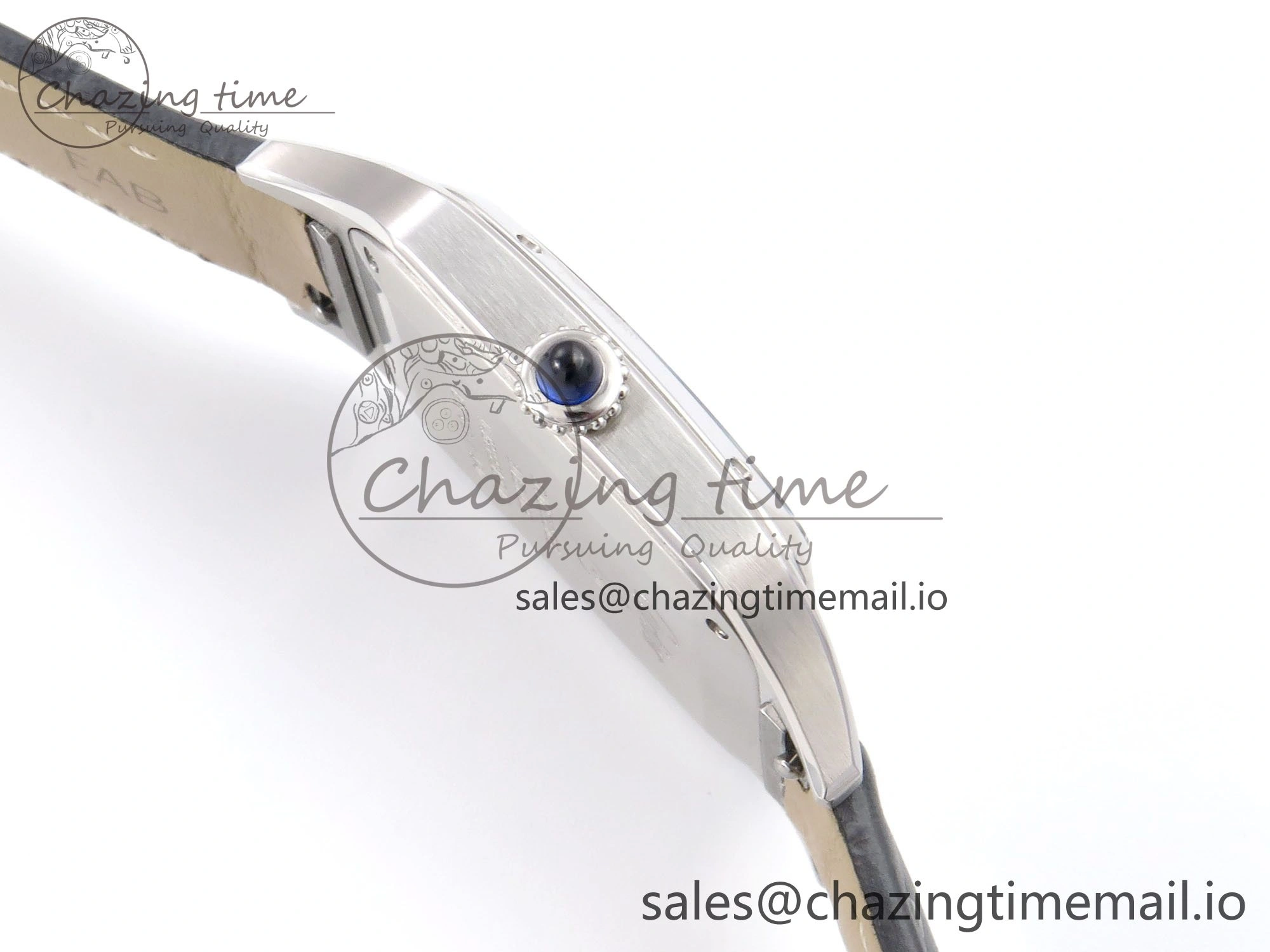 Classic Santos Dumont 31.4mm SS AF 1:1 Best Edition Silver Dial on Gray Croco Strap A 5901