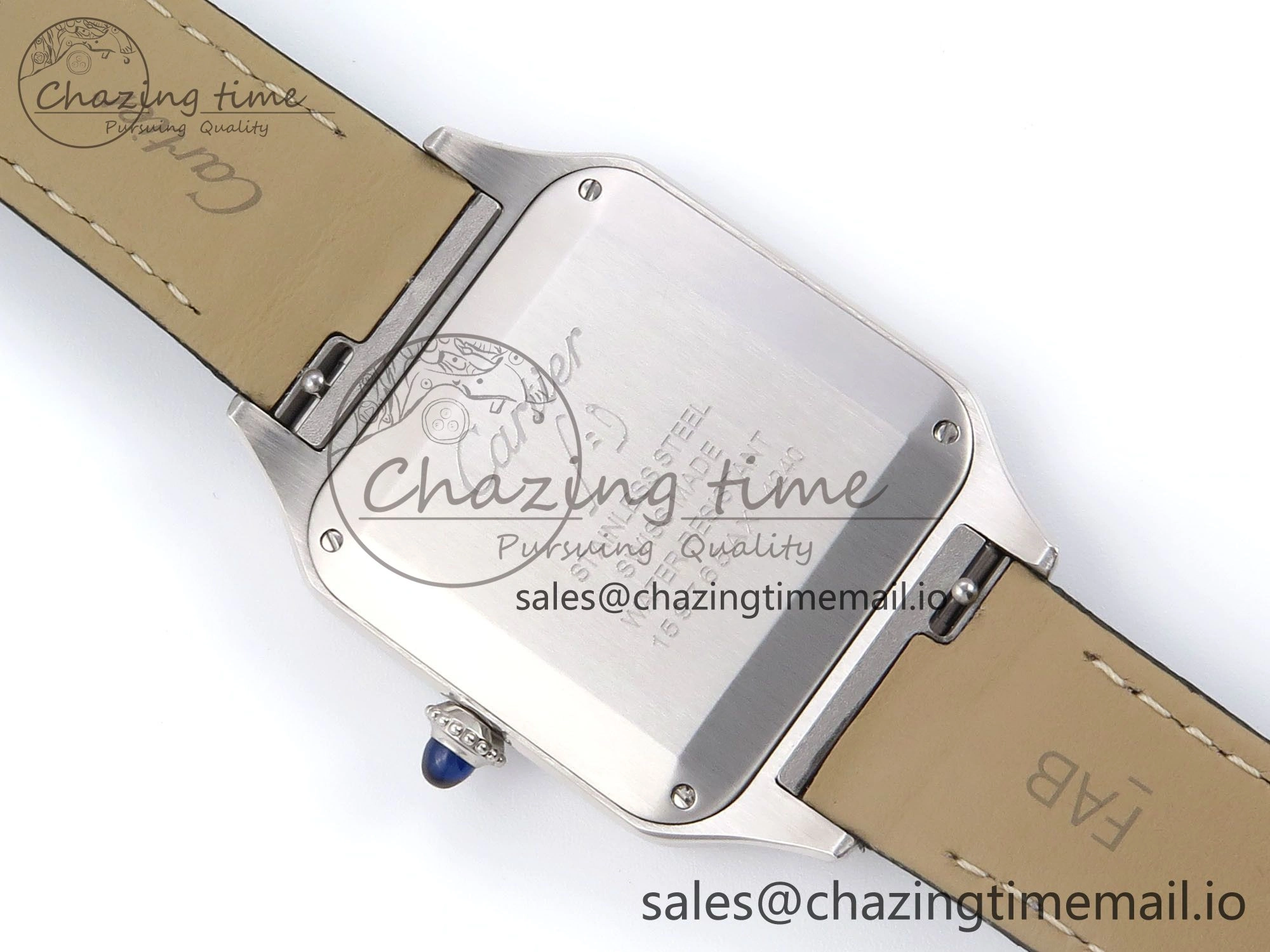 Classic Santos Dumont 31.4mm SS AF 1:1 Best Edition Silver Dial on Gray Croco Strap A 5901