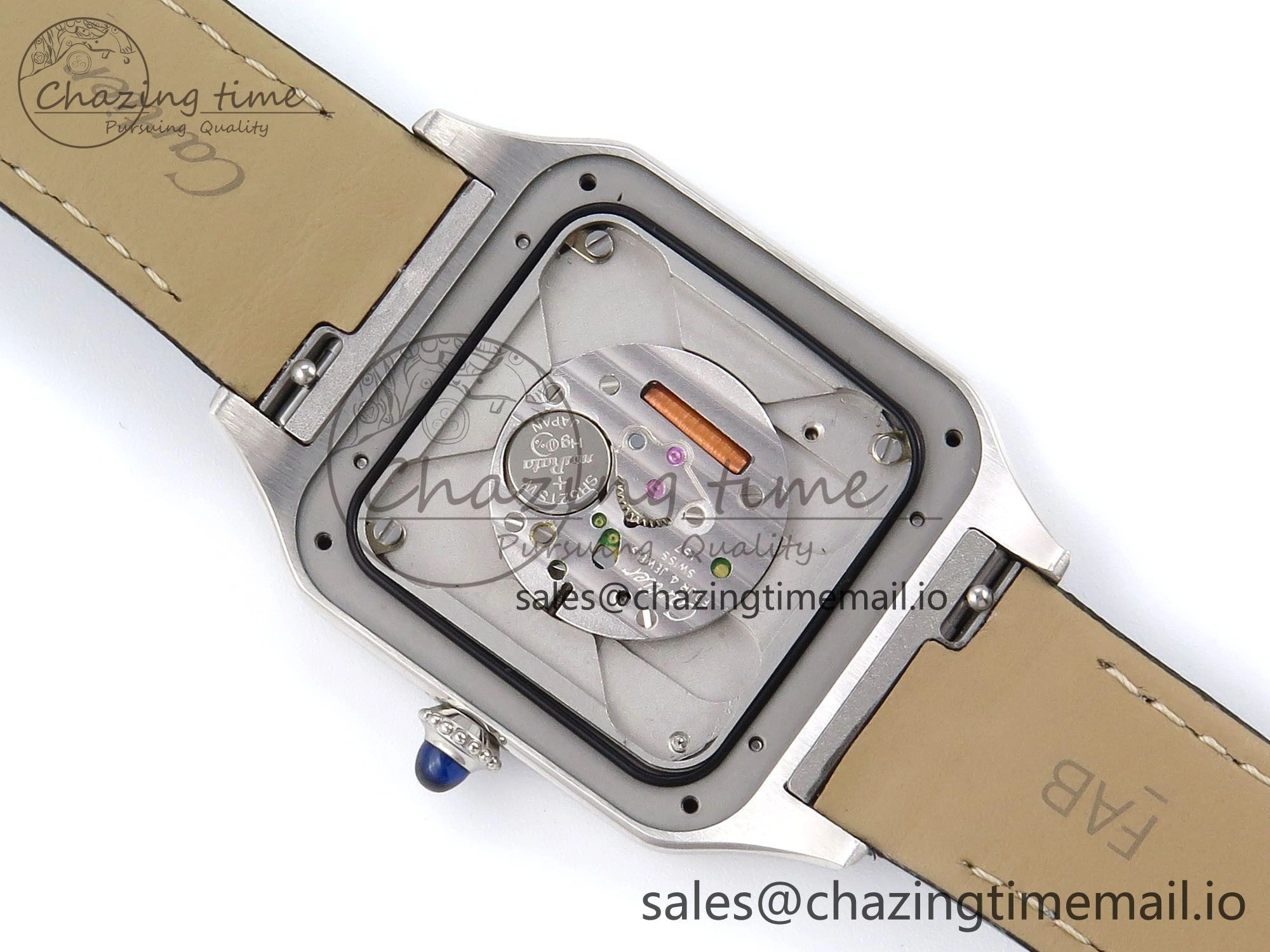 Classic Santos Dumont 31.4mm SS AF 1:1 Best Edition Silver Dial on Gray Croco Strap A 5901