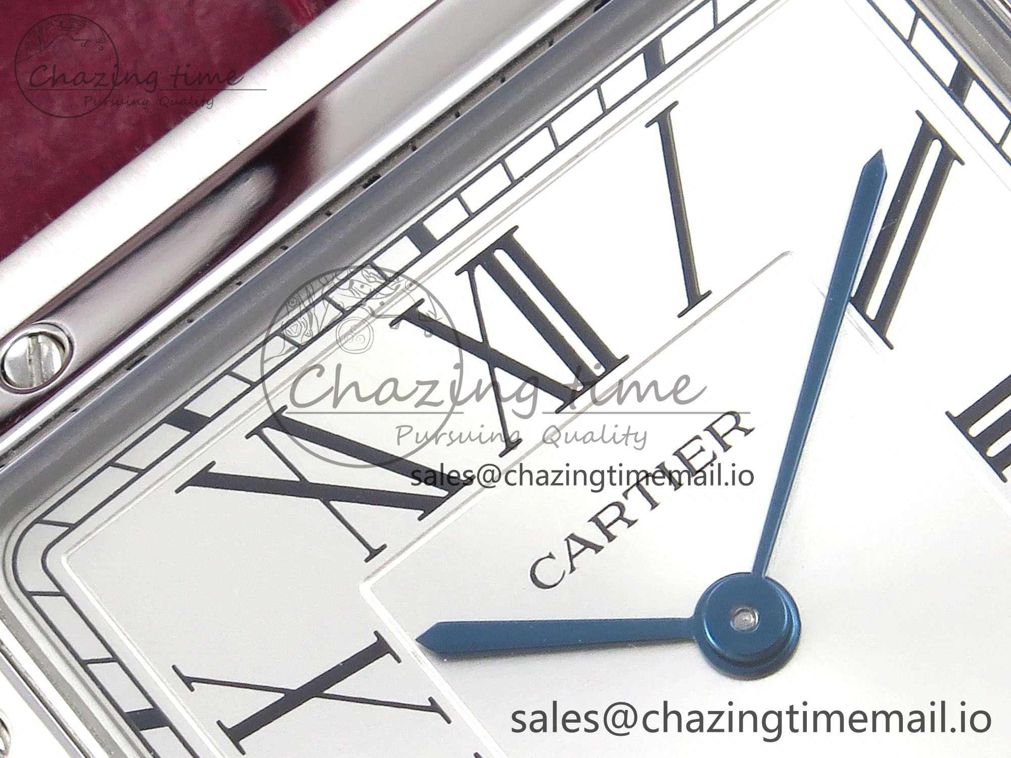 Santos Dumont 31.4mm SS AF 1:1 Best Edition Silver Dial on Red Croco Strap A Comfortable 5904