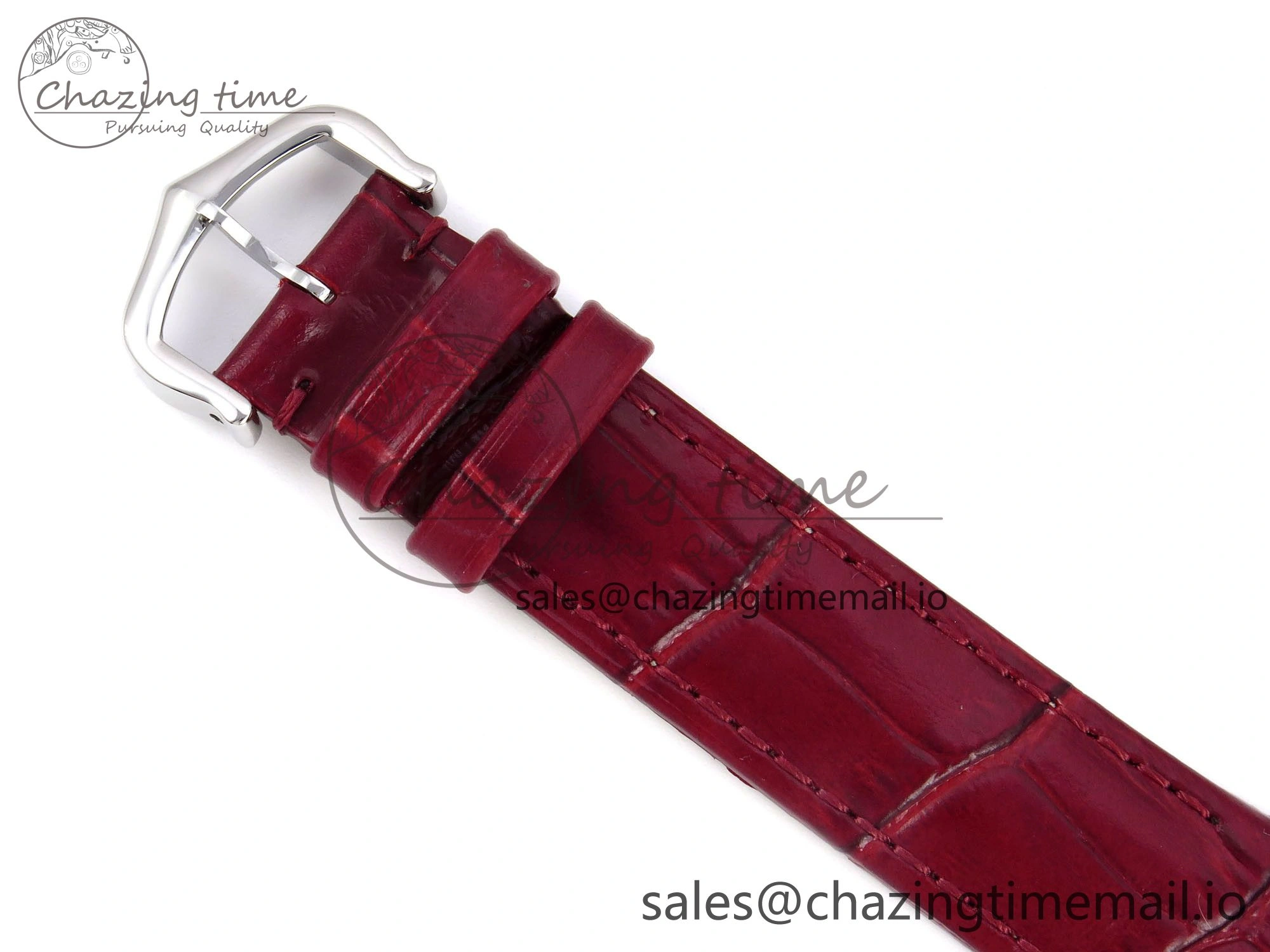 Santos Dumont 31.4mm SS AF 1:1 Best Edition Silver Dial on Red Croco Strap A Comfortable 5904