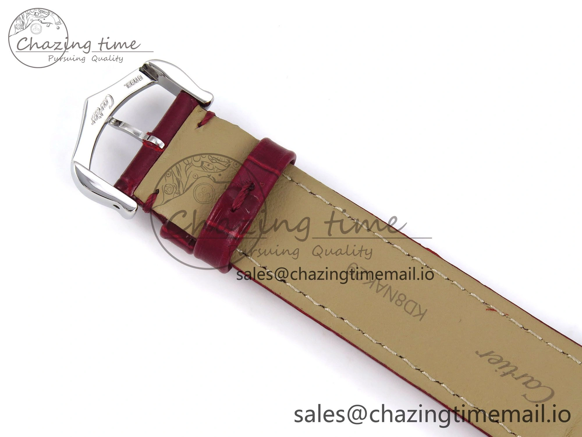 Santos Dumont 31.4mm SS AF 1:1 Best Edition Silver Dial on Red Croco Strap A Comfortable 5904