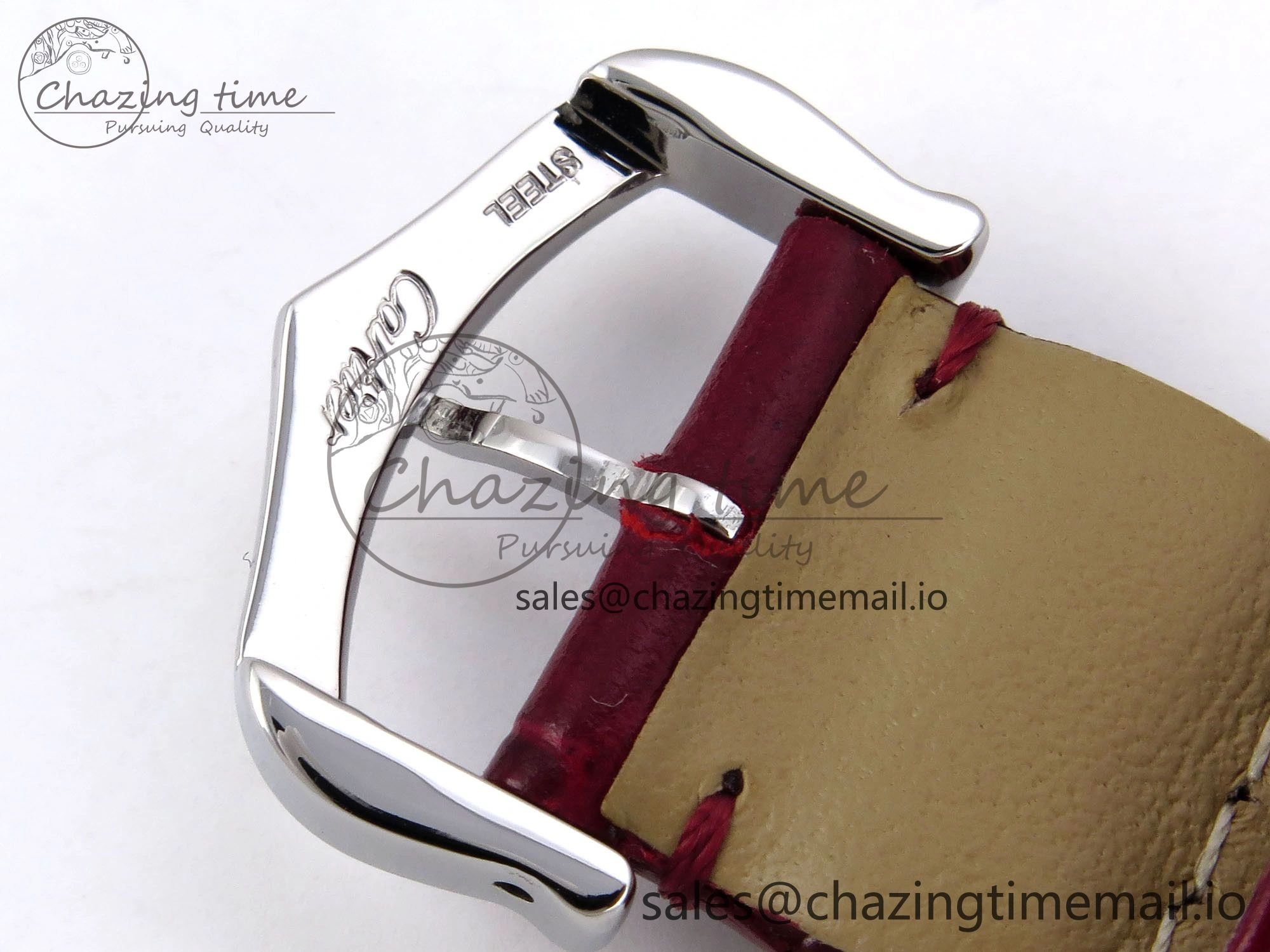 Santos Dumont 31.4mm SS AF 1:1 Best Edition Silver Dial on Red Croco Strap A Comfortable 5904