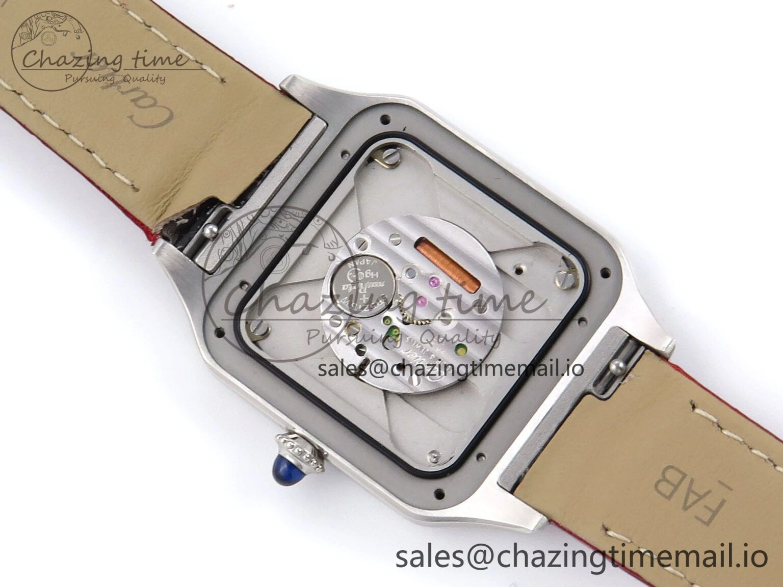 Santos Dumont 31.4mm SS AF 1:1 Best Edition Silver Dial on Red Croco Strap A Comfortable 5904