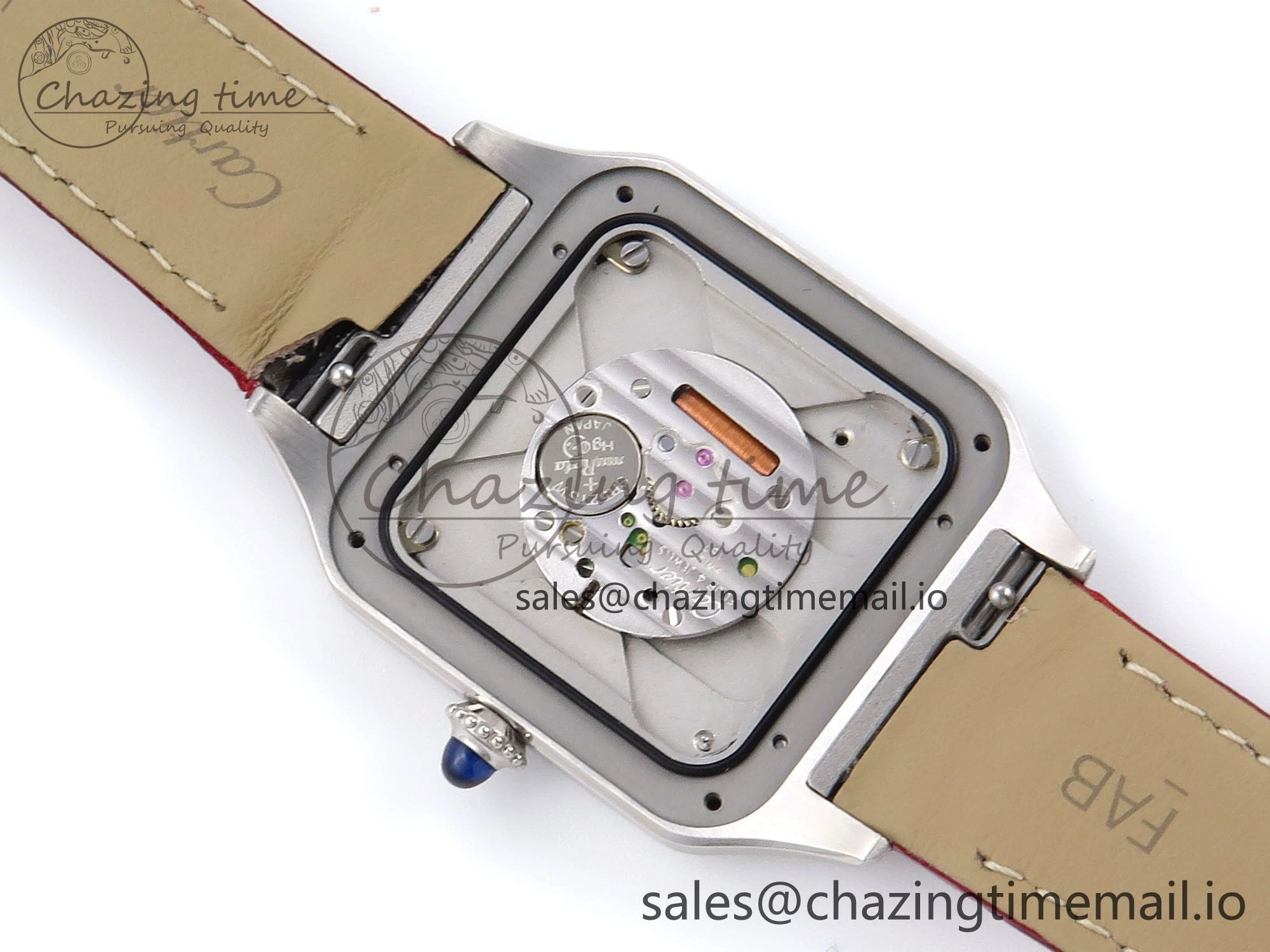 Santos Dumont 31.4mm SS AF 1:1 Best Edition Silver Dial on Red Croco Strap A Comfortable 5904
