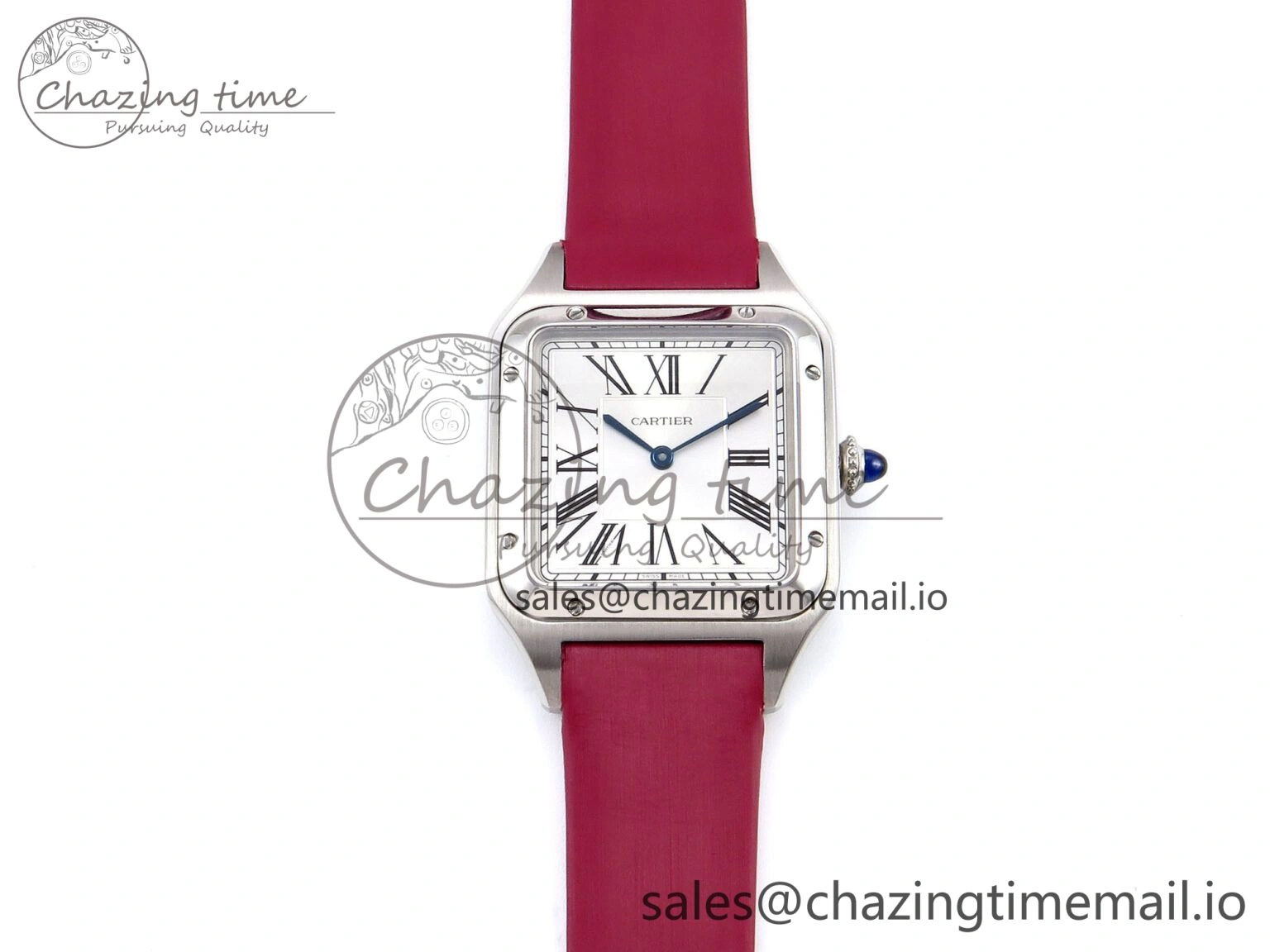 Santos Dumont 31.4mm SS AF 1:1 Best Edition Silver Dial on Red Fabric Strap A Soft 5903