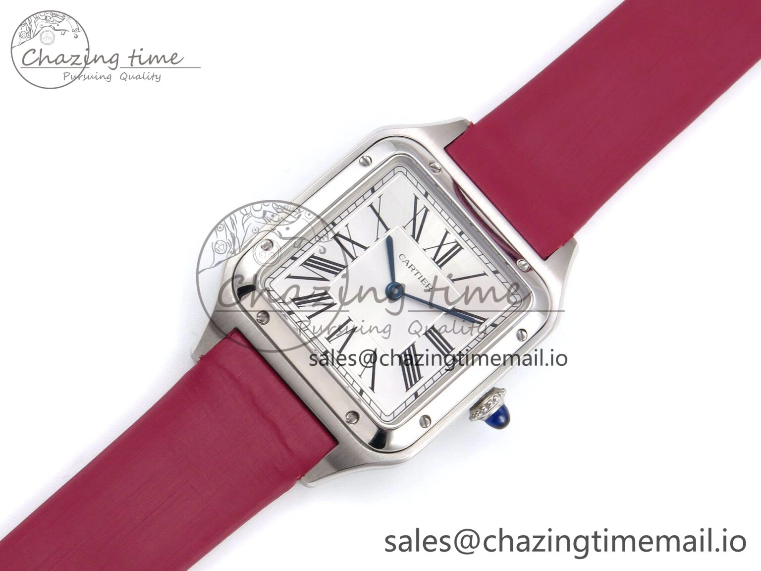 Santos Dumont 31.4mm SS AF 1:1 Best Edition Silver Dial on Red Fabric Strap A Soft 5903