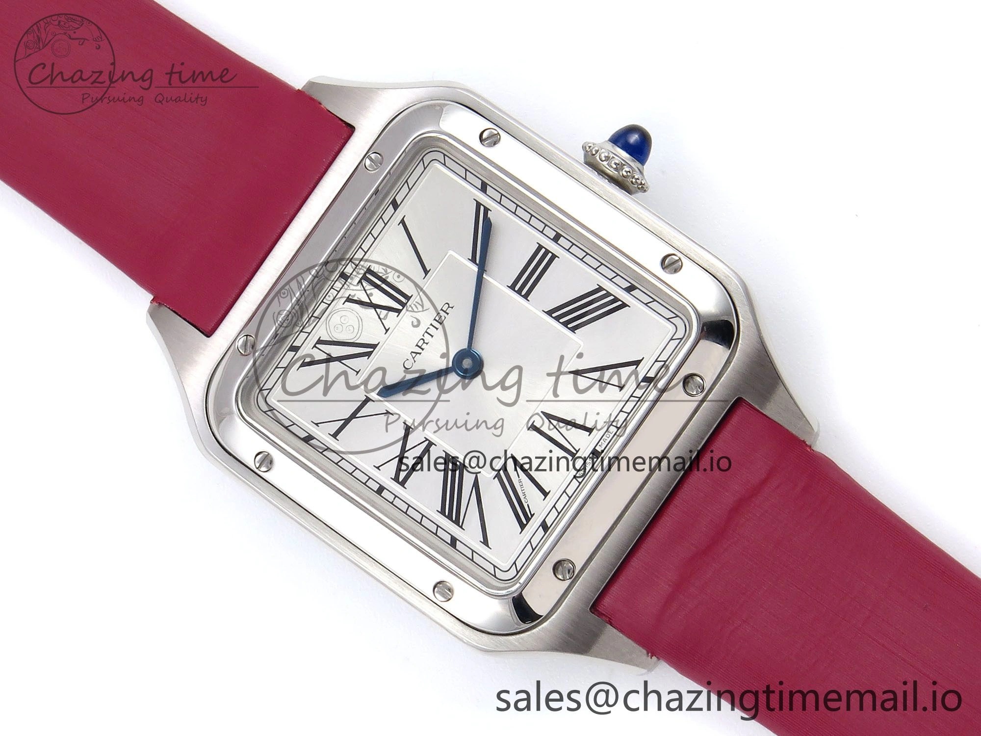 Santos Dumont 31.4mm SS AF 1:1 Best Edition Silver Dial on Red Fabric Strap A Soft 5903