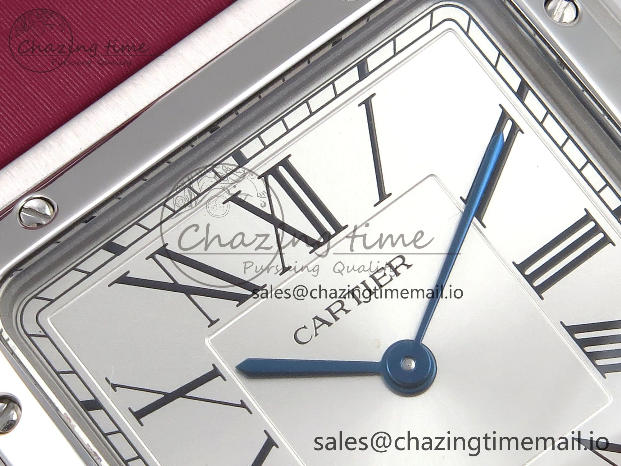 Santos Dumont 31.4mm SS AF 1:1 Best Edition Silver Dial on Red Fabric Strap A Soft 5903