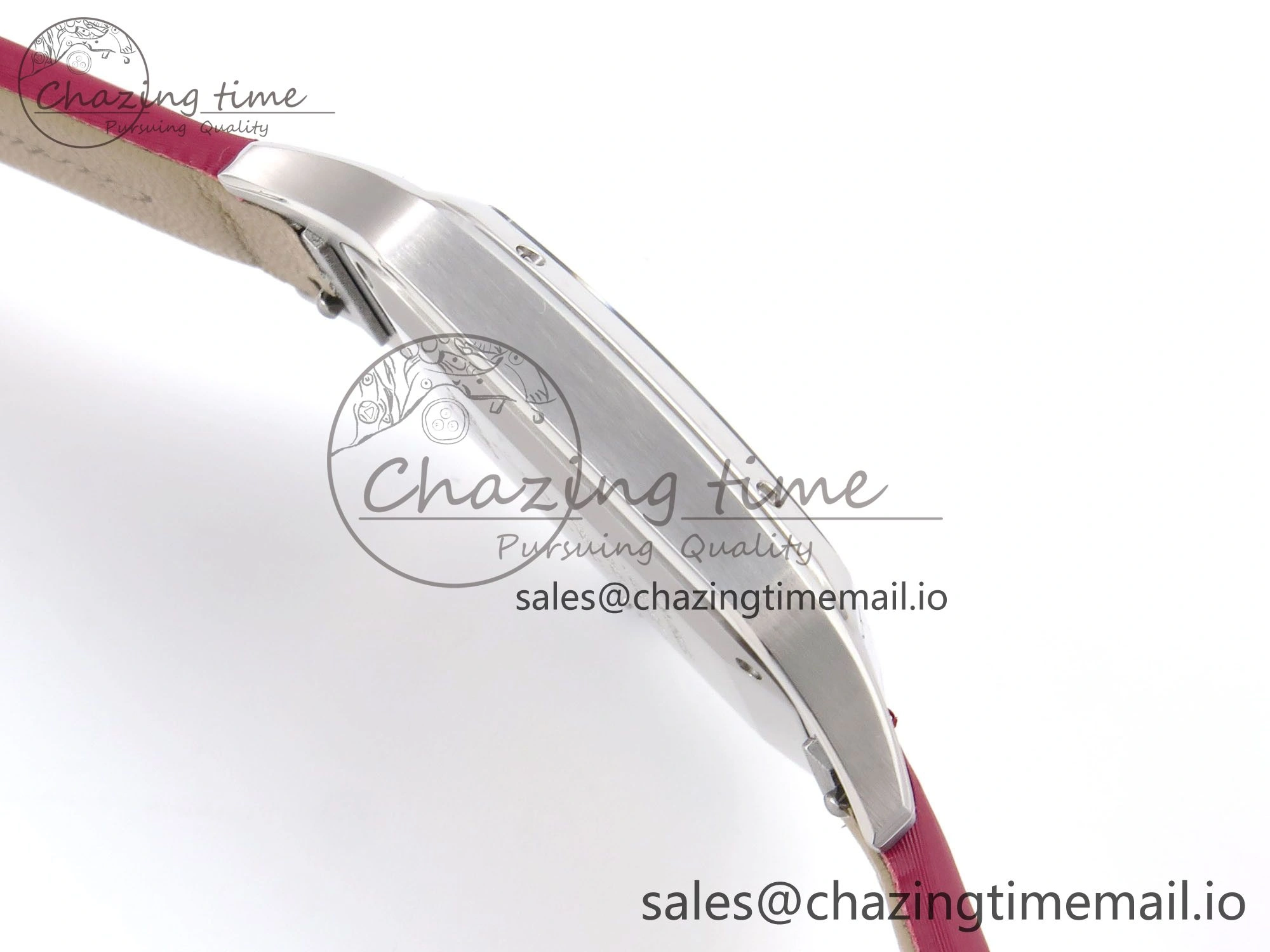 Santos Dumont 31.4mm SS AF 1:1 Best Edition Silver Dial on Red Fabric Strap A Soft 5903