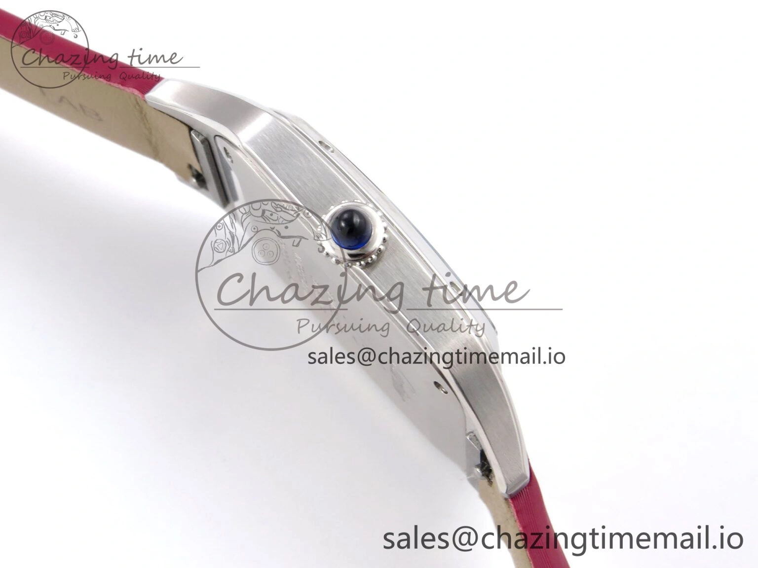 Santos Dumont 31.4mm SS AF 1:1 Best Edition Silver Dial on Red Fabric Strap A Soft 5903