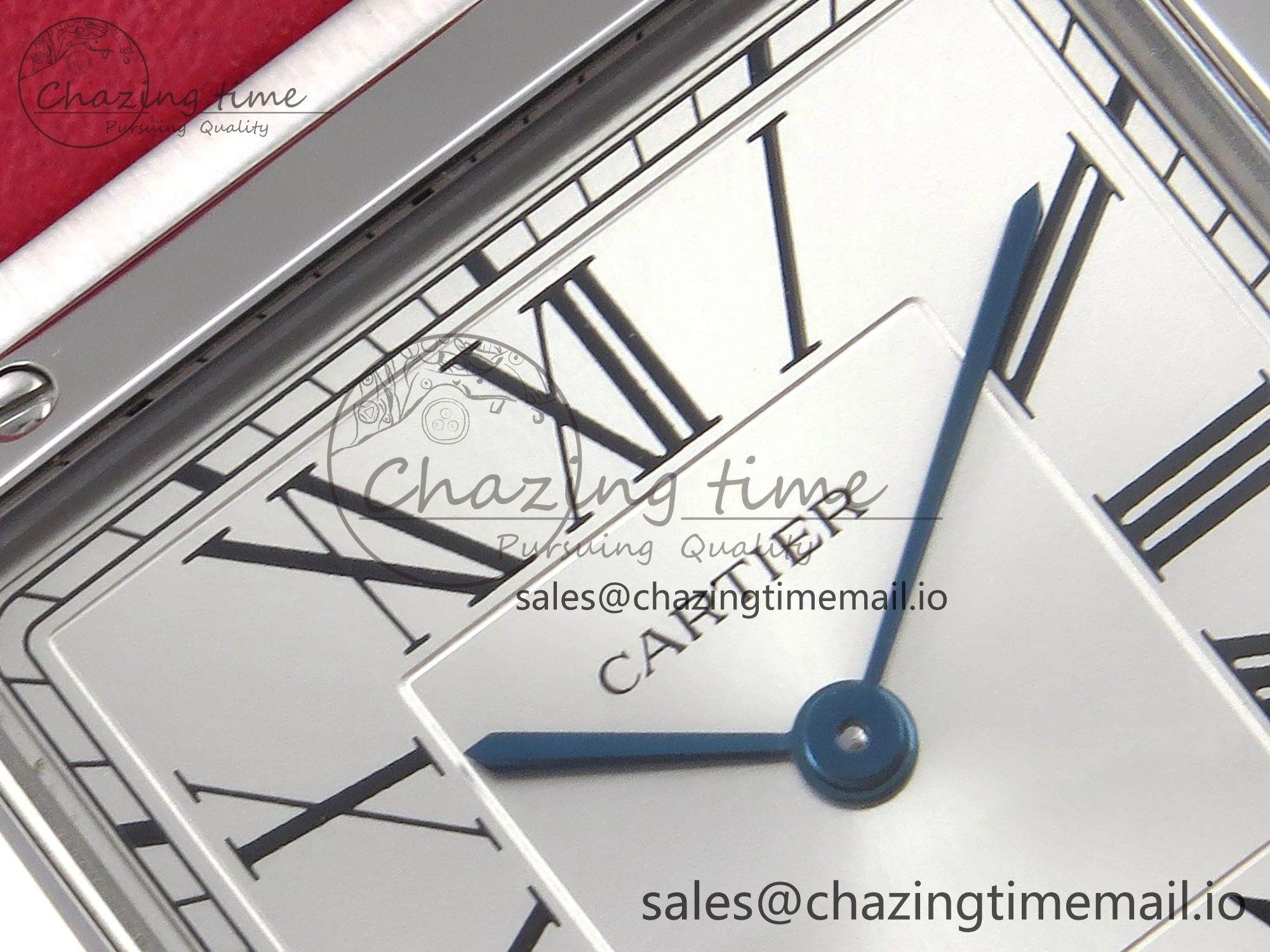 Sporty Santos Dumont 31.4mm SS AF 1:1 Best Edition Silver Dial on Red Leather Strap A 5900