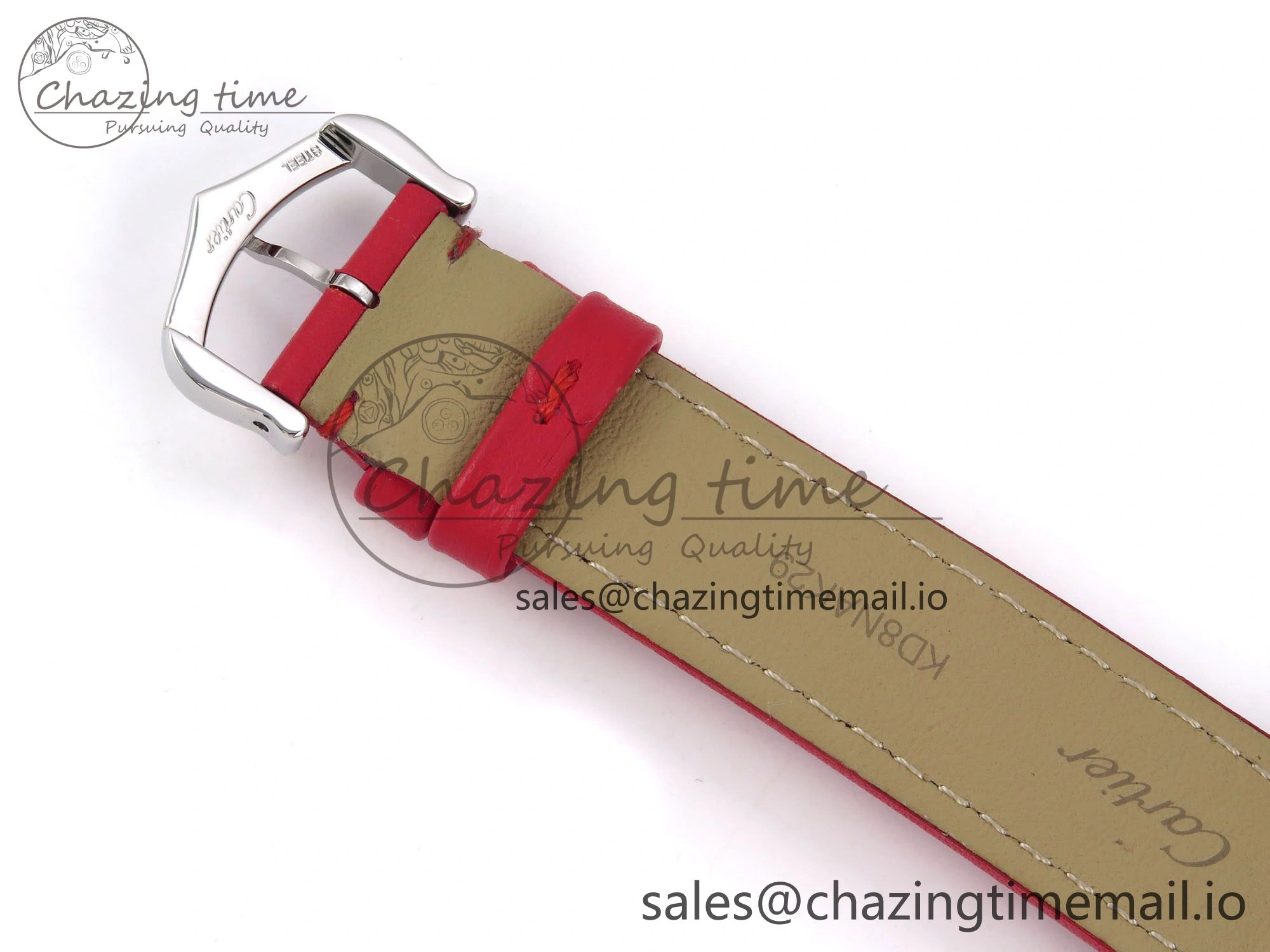 Sporty Santos Dumont 31.4mm SS AF 1:1 Best Edition Silver Dial on Red Leather Strap A 5900