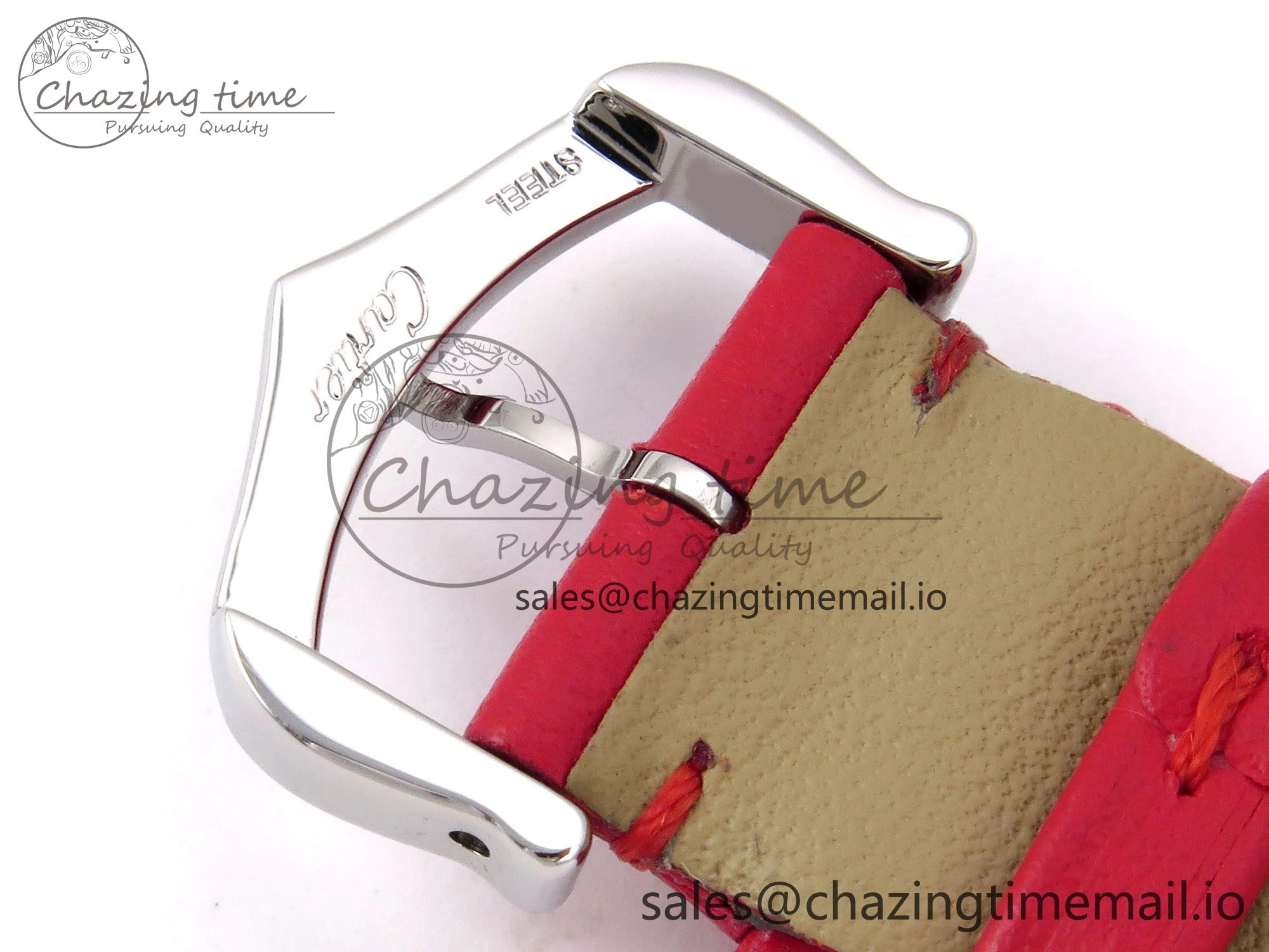 Sporty Santos Dumont 31.4mm SS AF 1:1 Best Edition Silver Dial on Red Leather Strap A 5900