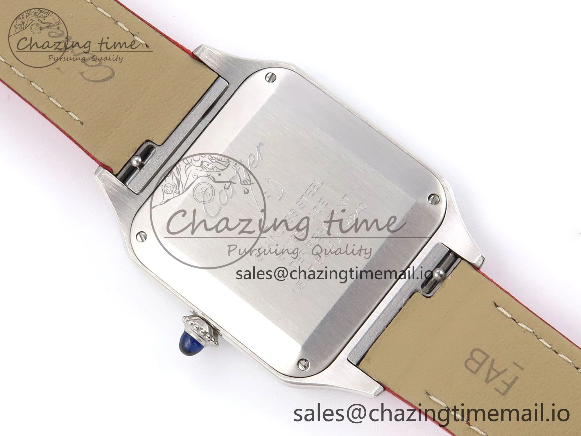 Sporty Santos Dumont 31.4mm SS AF 1:1 Best Edition Silver Dial on Red Leather Strap A 5900