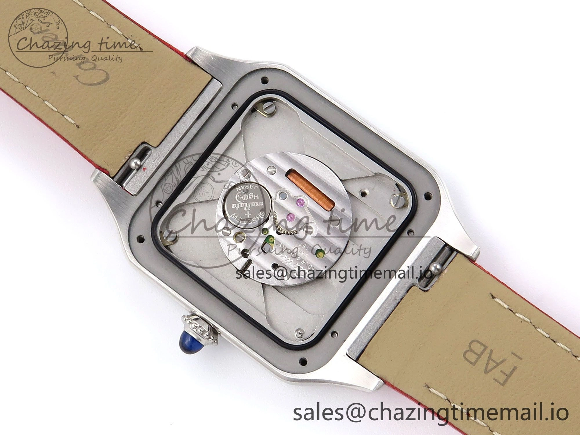 Sporty Santos Dumont 31.4mm SS AF 1:1 Best Edition Silver Dial on Red Leather Strap A 5900