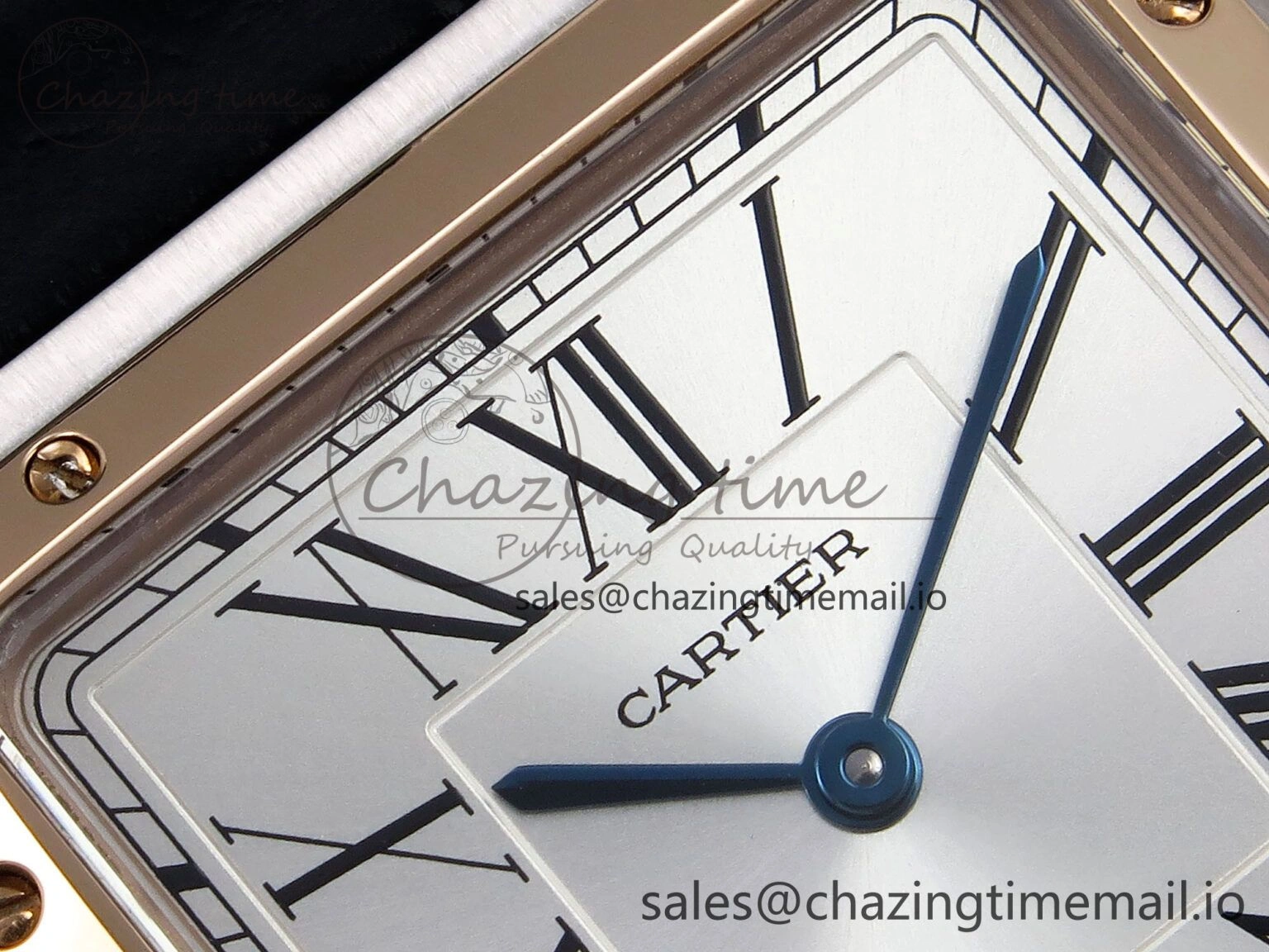 Santos Dumont 31.4mm SS RG AF 1:1 Best Edition Silver Dial on Black Croco Strap A TravelReady 5892