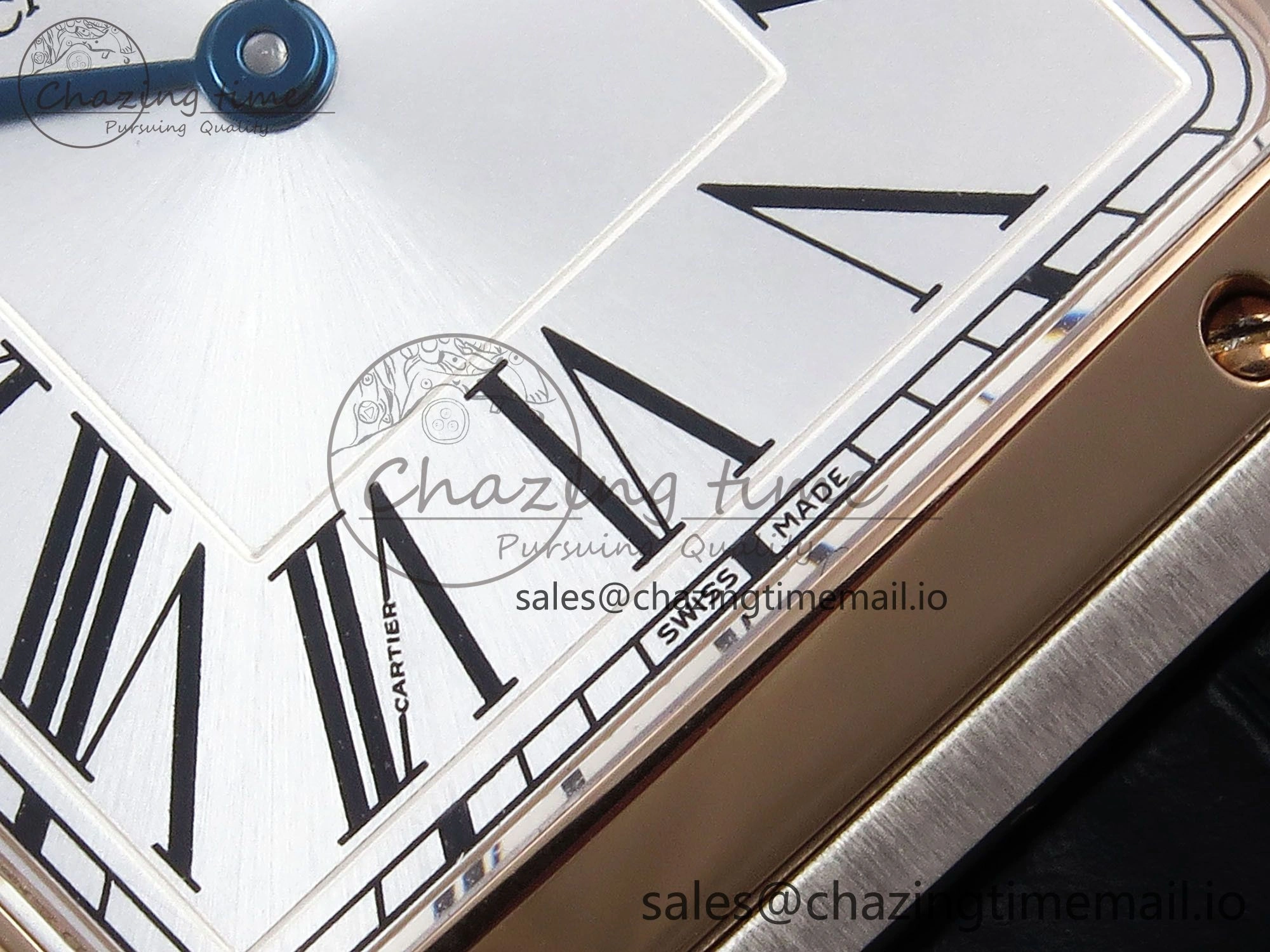Santos Dumont 31.4mm SS RG AF 1:1 Best Edition Silver Dial on Black Croco Strap A TravelReady 5892