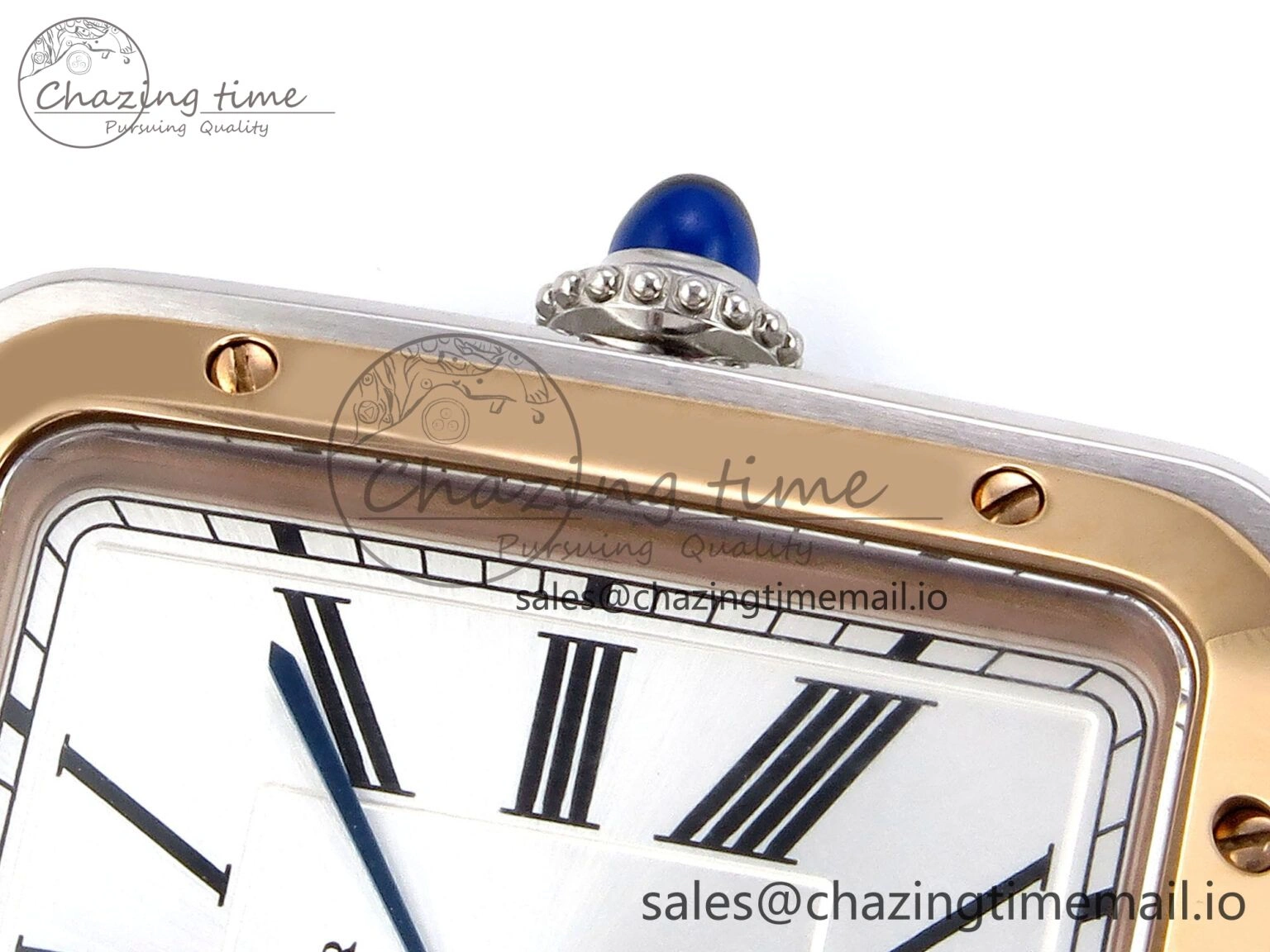 Santos Dumont 31.4mm SS RG AF 1:1 Best Edition Silver Dial on Black Croco Strap A TravelReady 5892