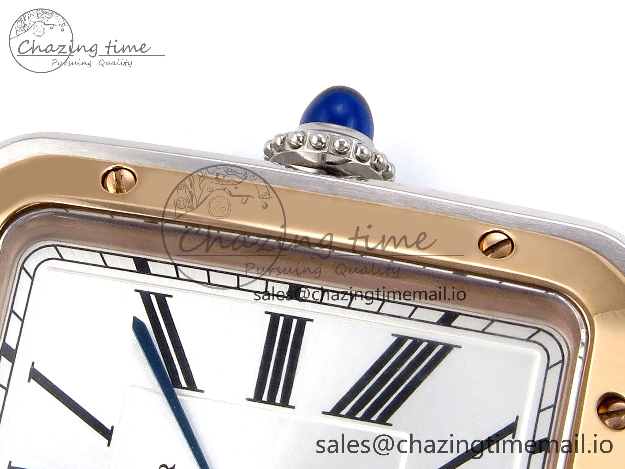 Santos Dumont 31.4mm SS RG AF 1:1 Best Edition Silver Dial on Black Croco Strap A TravelReady 5892