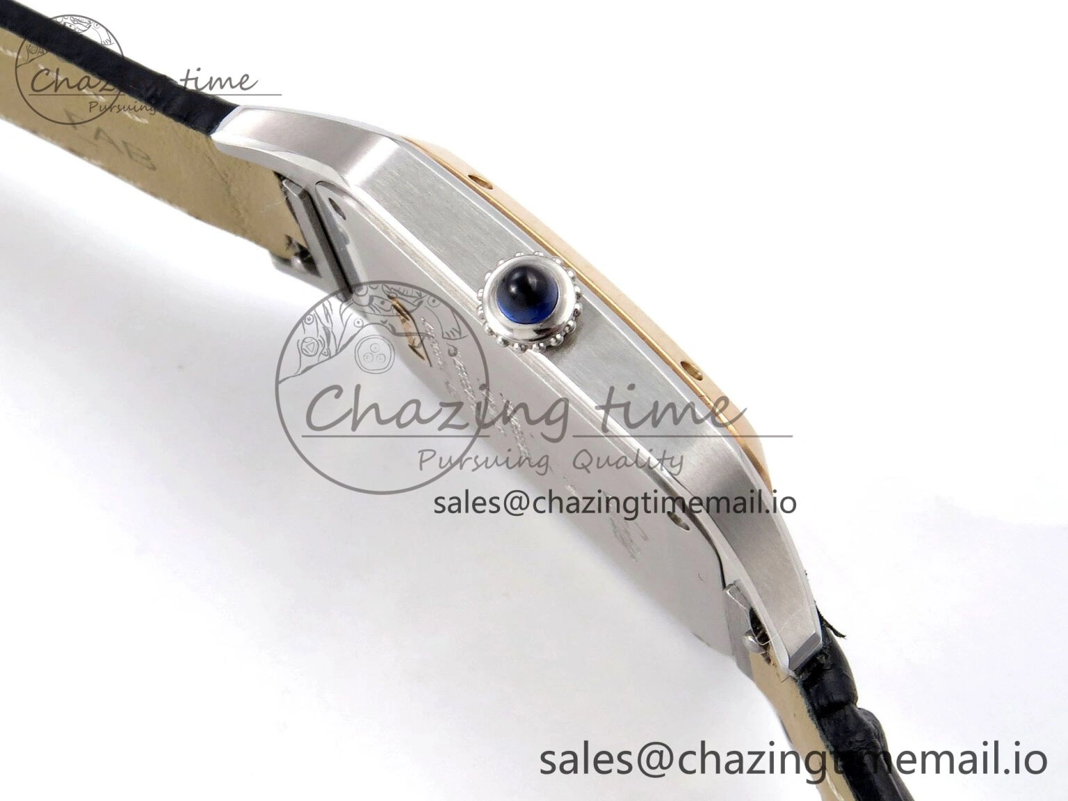 Santos Dumont 31.4mm SS RG AF 1:1 Best Edition Silver Dial on Black Croco Strap A TravelReady 5892