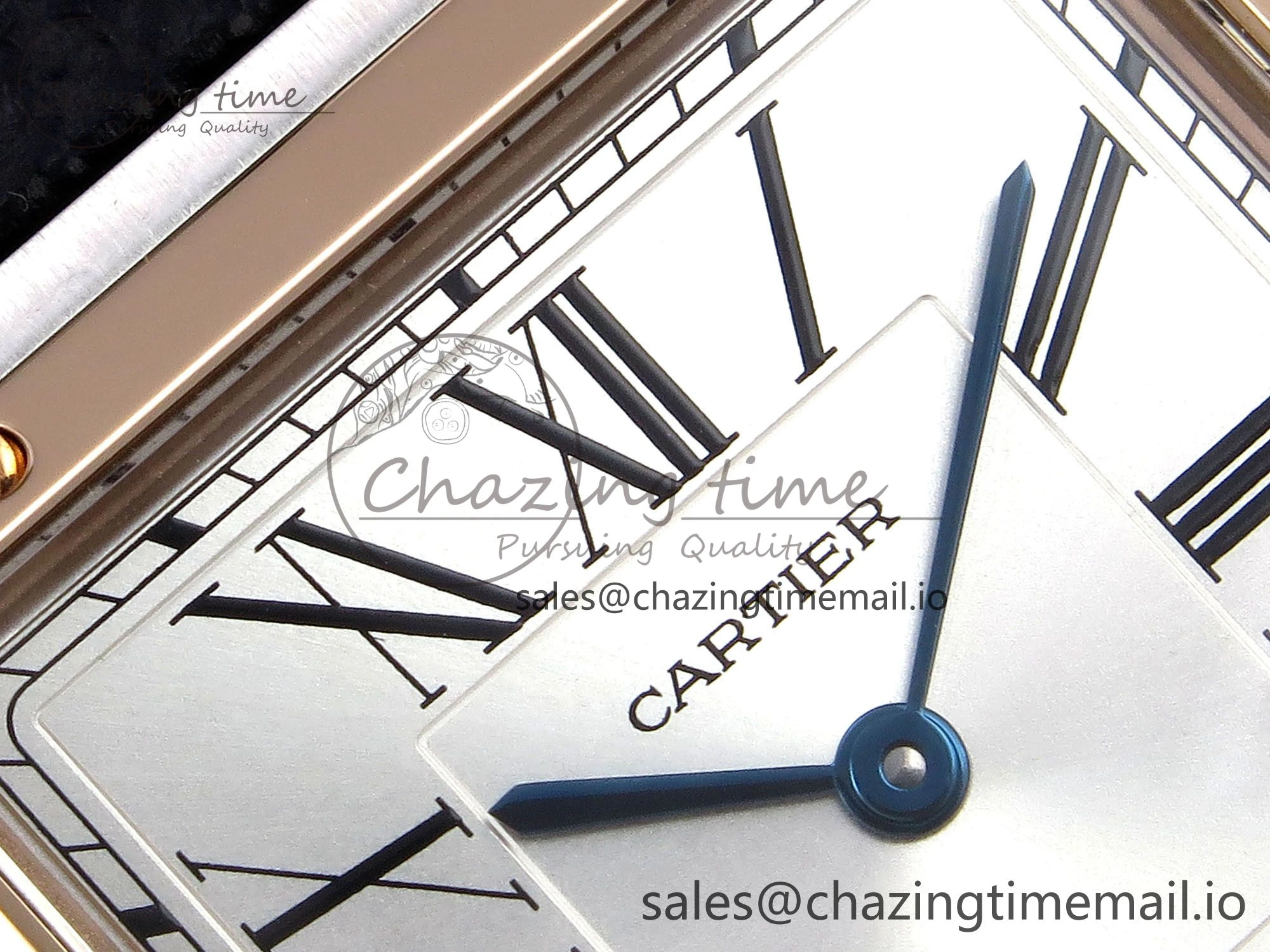 Santos Dumont 31.4mm SS RG AF 1:1 Best Edition Silver Dial on Black Leather Strap A Durable 5899