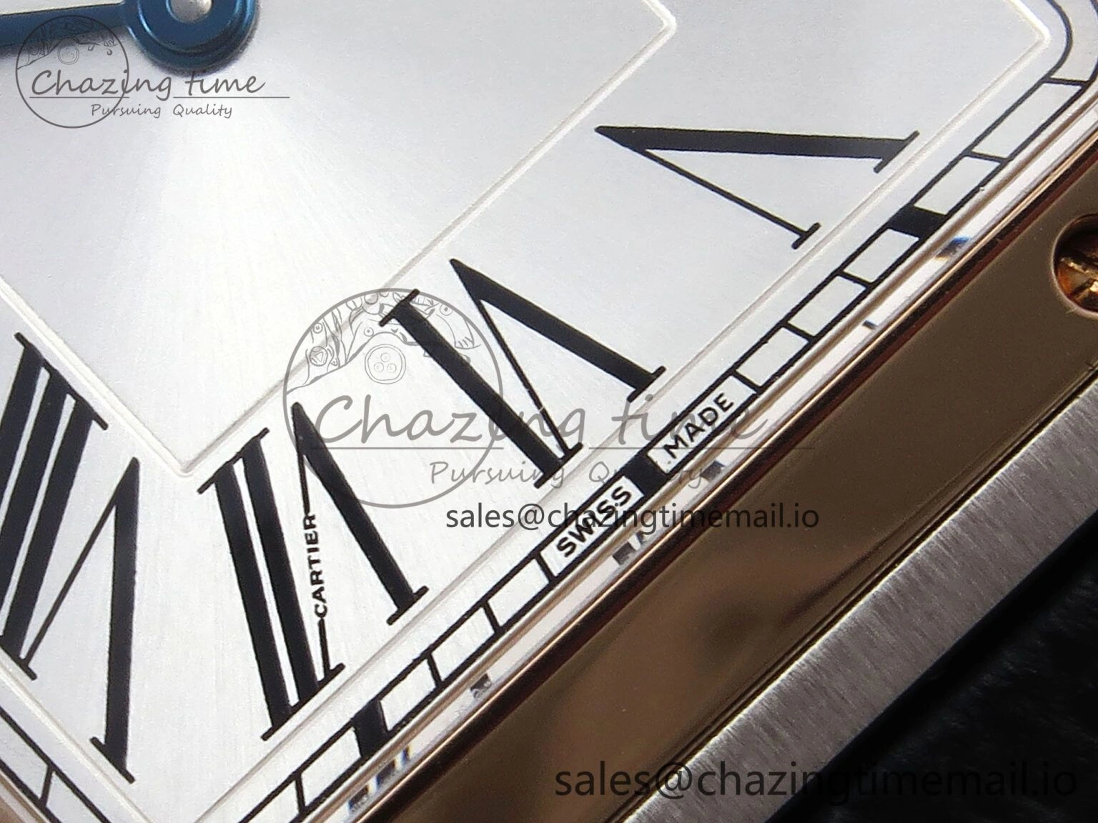 Santos Dumont 31.4mm SS RG AF 1:1 Best Edition Silver Dial on Black Leather Strap A Durable 5899