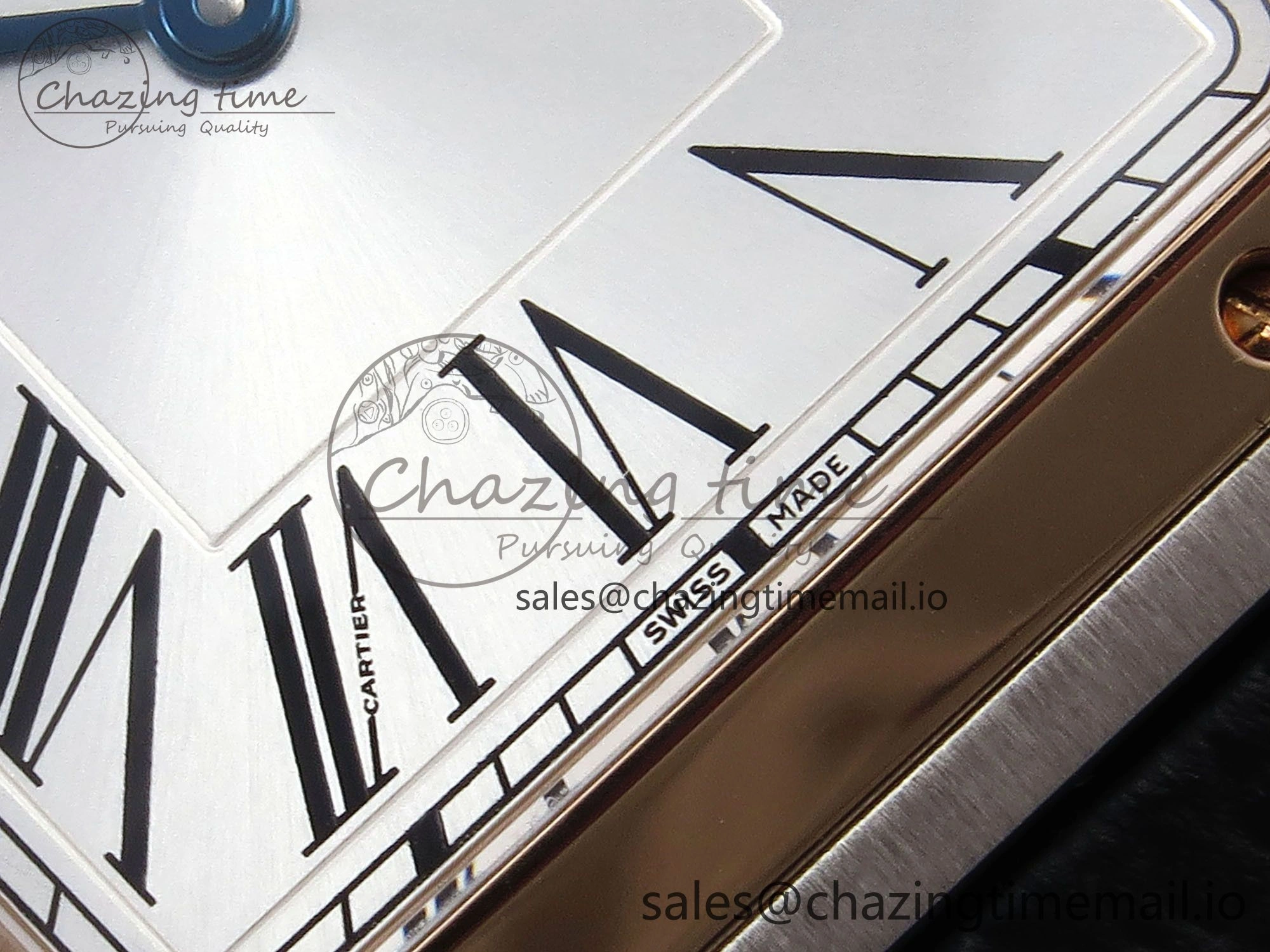Santos Dumont 31.4mm SS RG AF 1:1 Best Edition Silver Dial on Black Leather Strap A Durable 5899