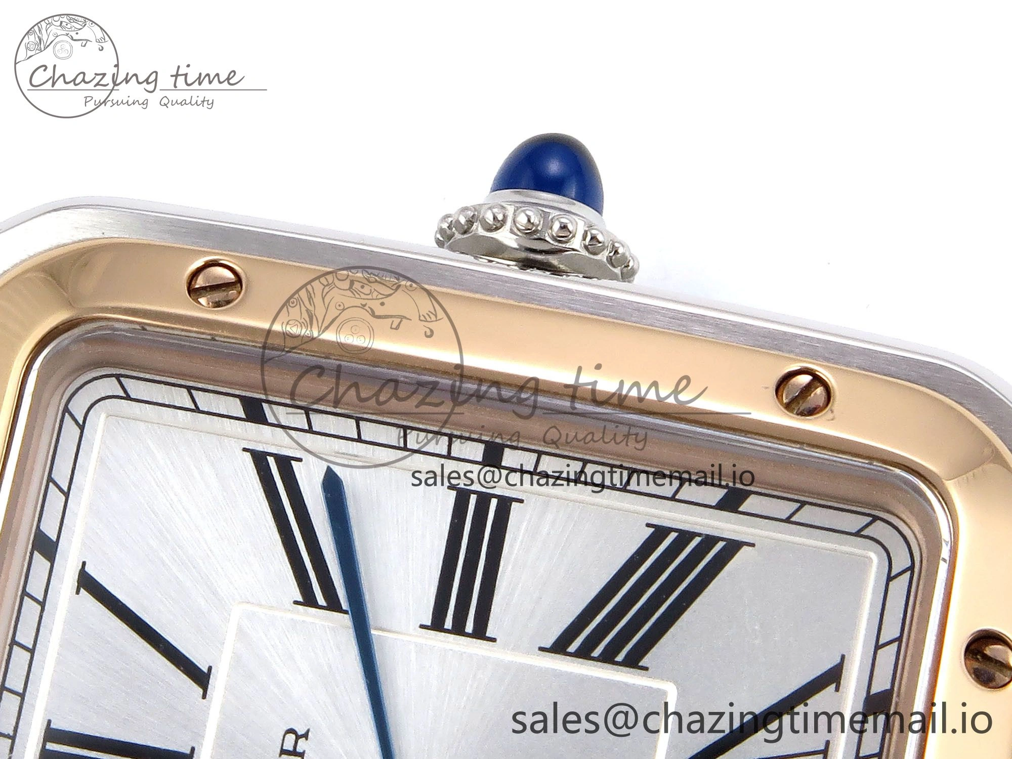 Santos Dumont 31.4mm SS RG AF 1:1 Best Edition Silver Dial on Black Leather Strap A Durable 5899