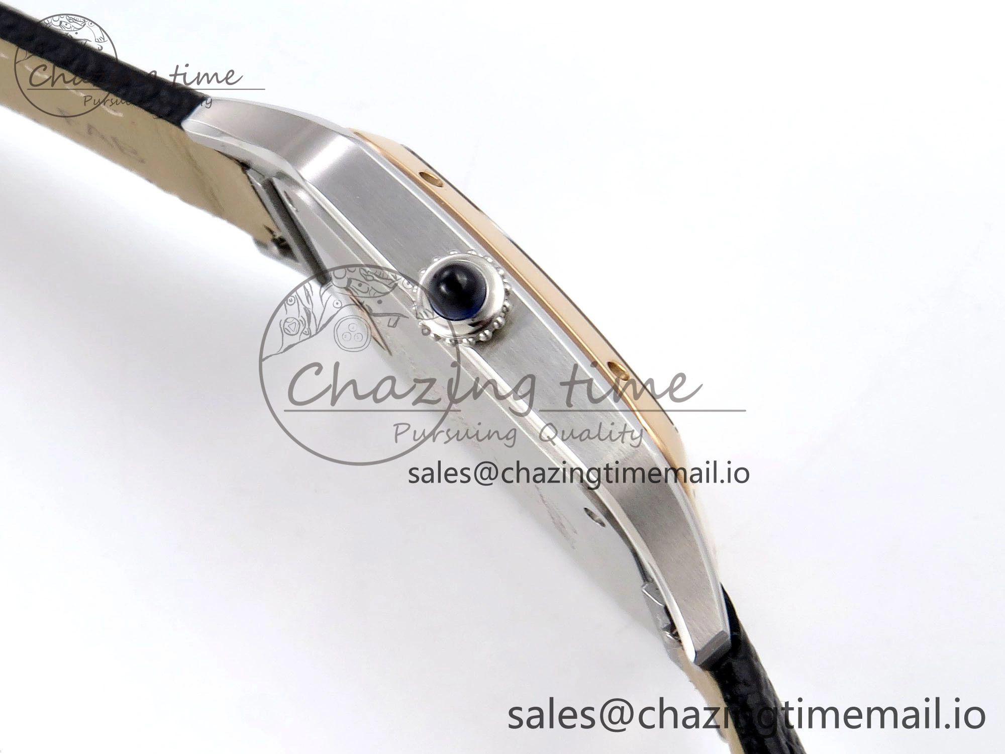 Santos Dumont 31.4mm SS RG AF 1:1 Best Edition Silver Dial on Black Leather Strap A Durable 5899
