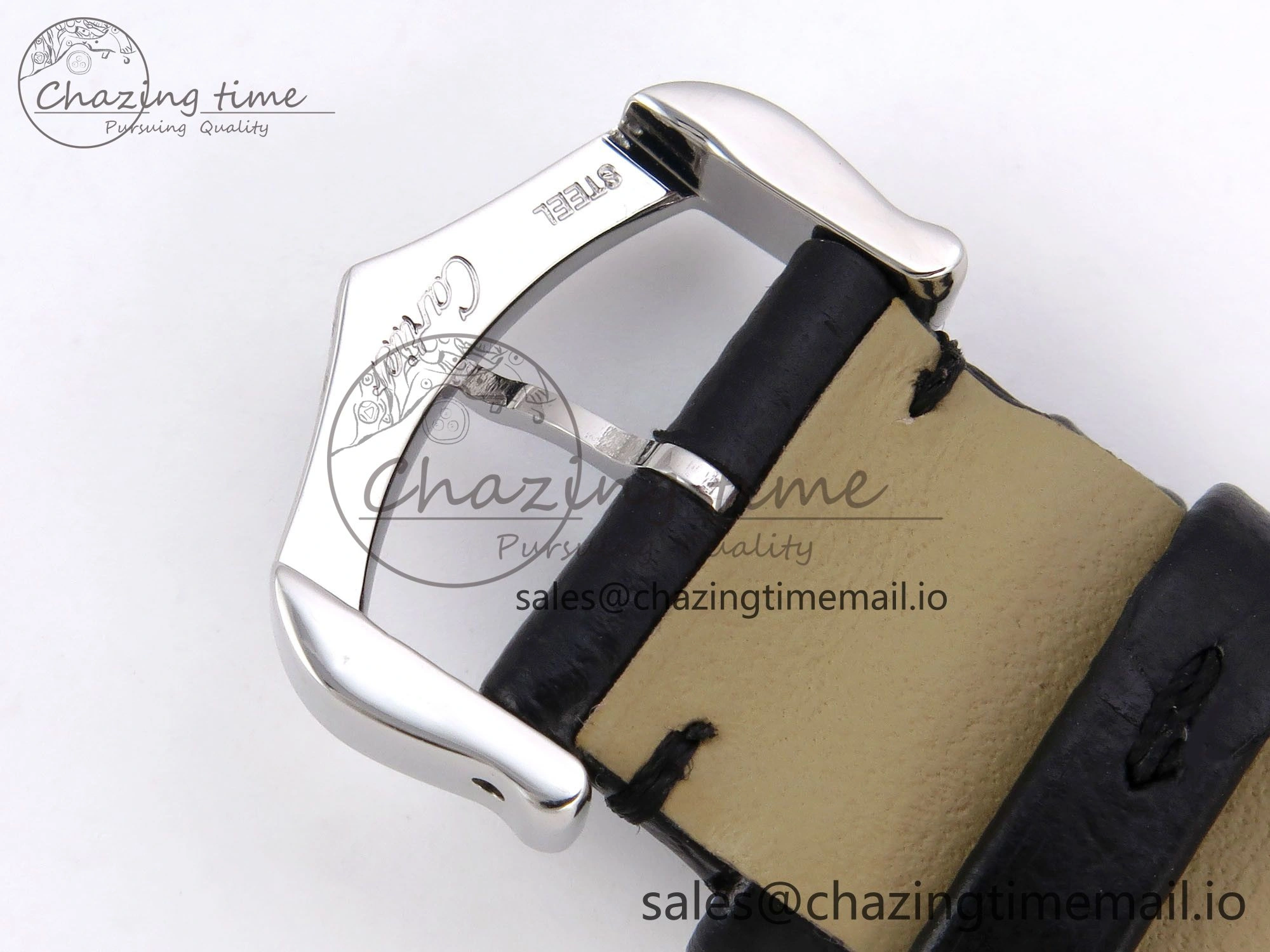 Santos Dumont 31.4mm SS RG AF 1:1 Best Edition Silver Dial on Black Leather Strap A Durable 5899