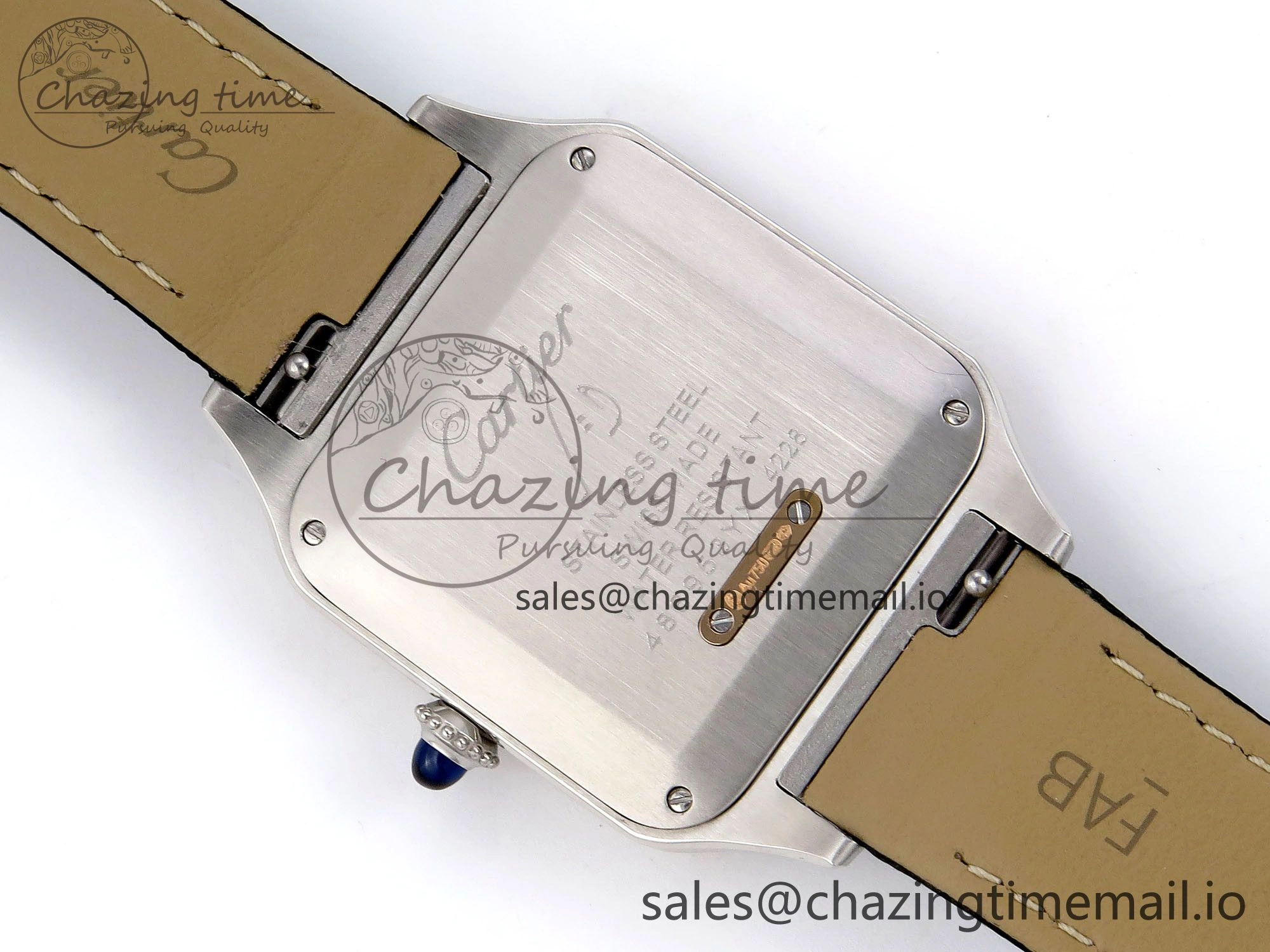 Santos Dumont 31.4mm SS RG AF 1:1 Best Edition Silver Dial on Black Leather Strap A Durable 5899