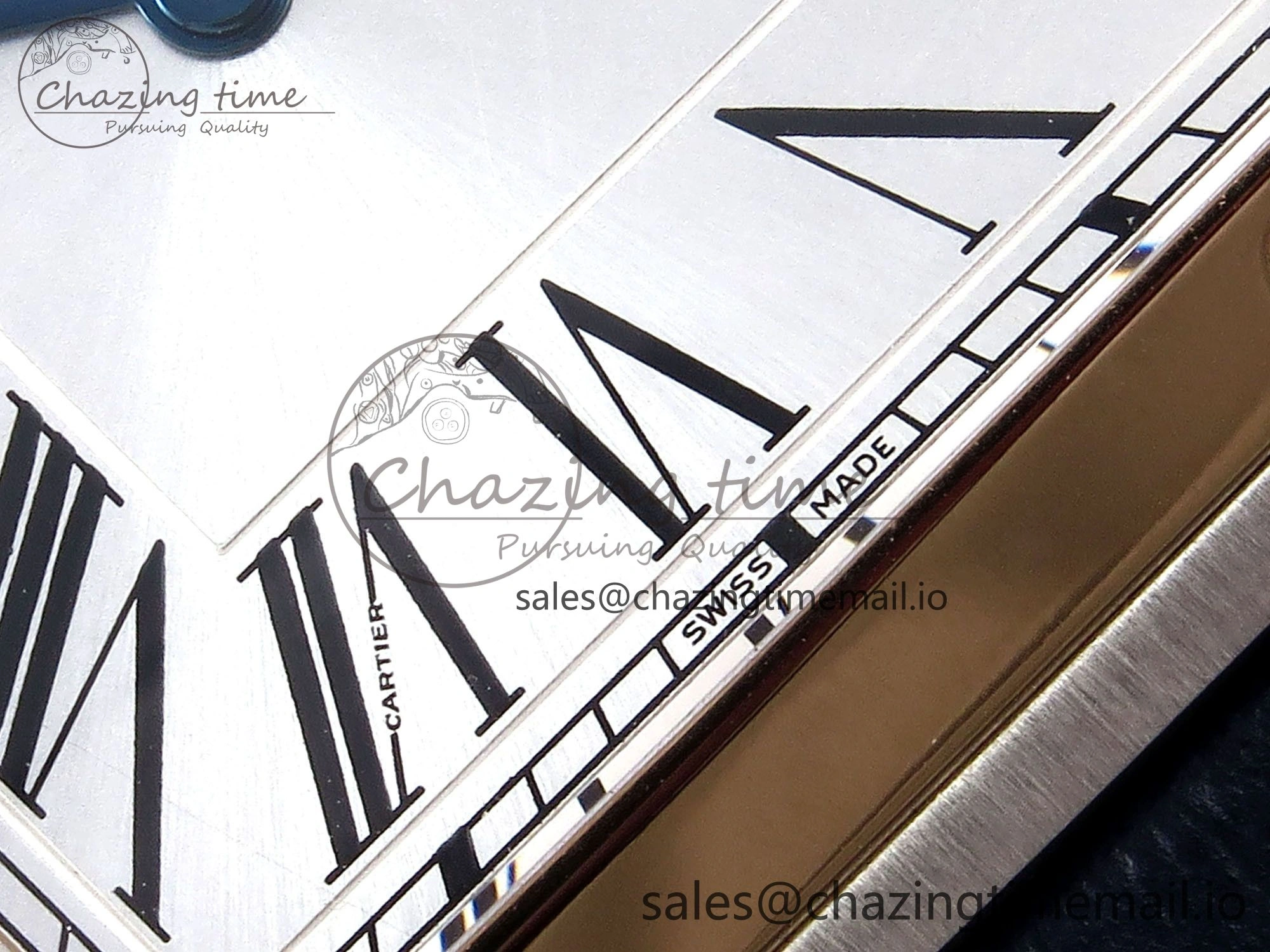 Santos Dumont 31.4mm SS RG AF 1:1 Best Edition Silver Dial on Blue Croco Strap A UrbanChic 5891