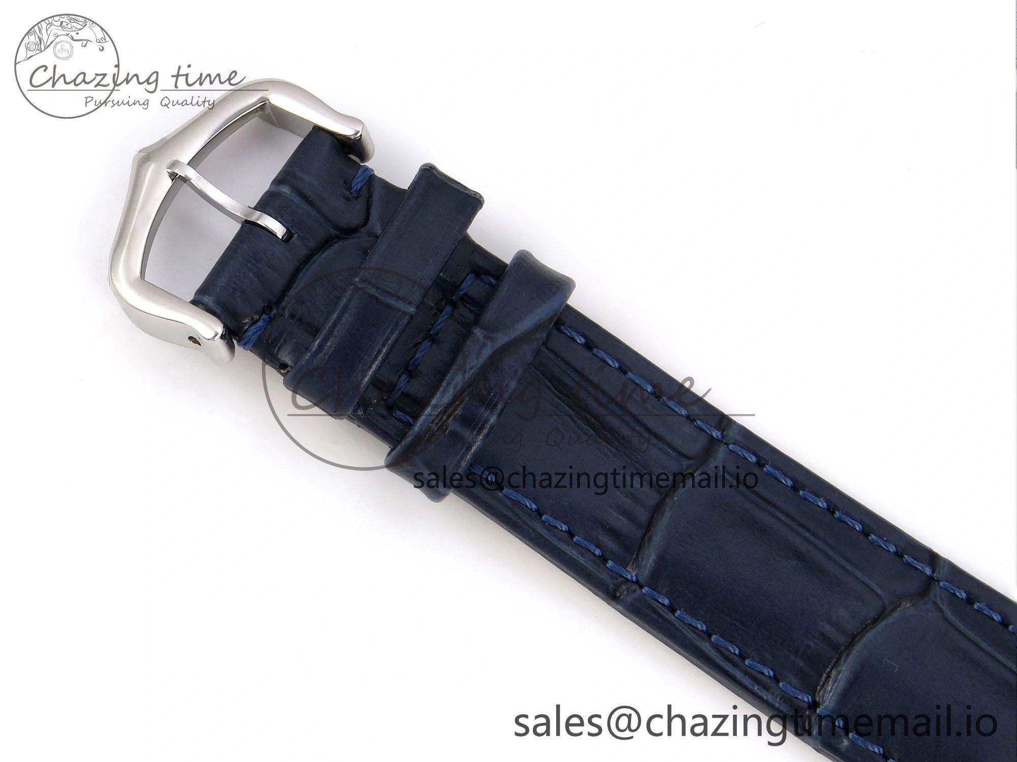Santos Dumont 31.4mm SS RG AF 1:1 Best Edition Silver Dial on Blue Croco Strap A UrbanChic 5891
