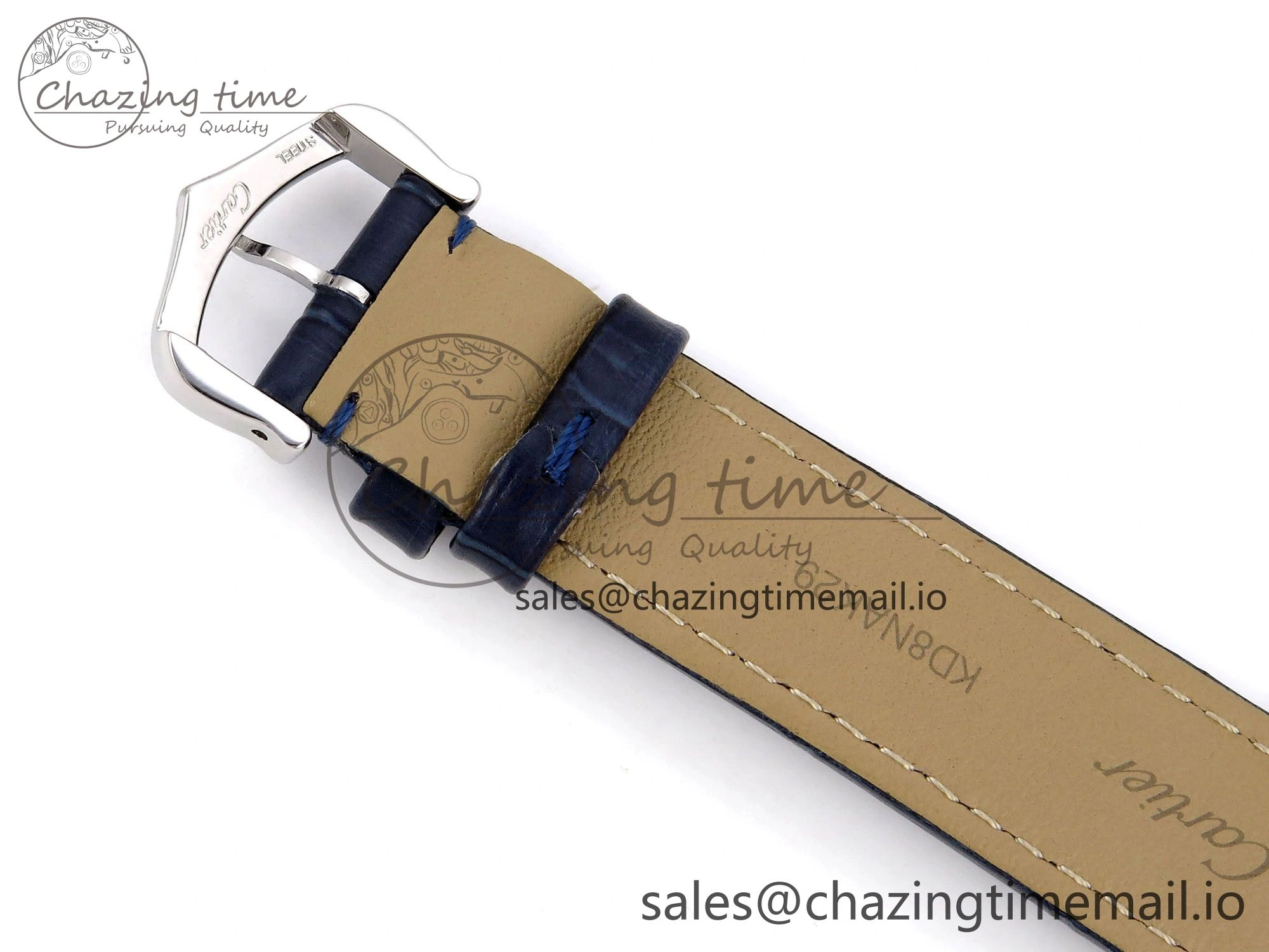 Santos Dumont 31.4mm SS RG AF 1:1 Best Edition Silver Dial on Blue Croco Strap A UrbanChic 5891