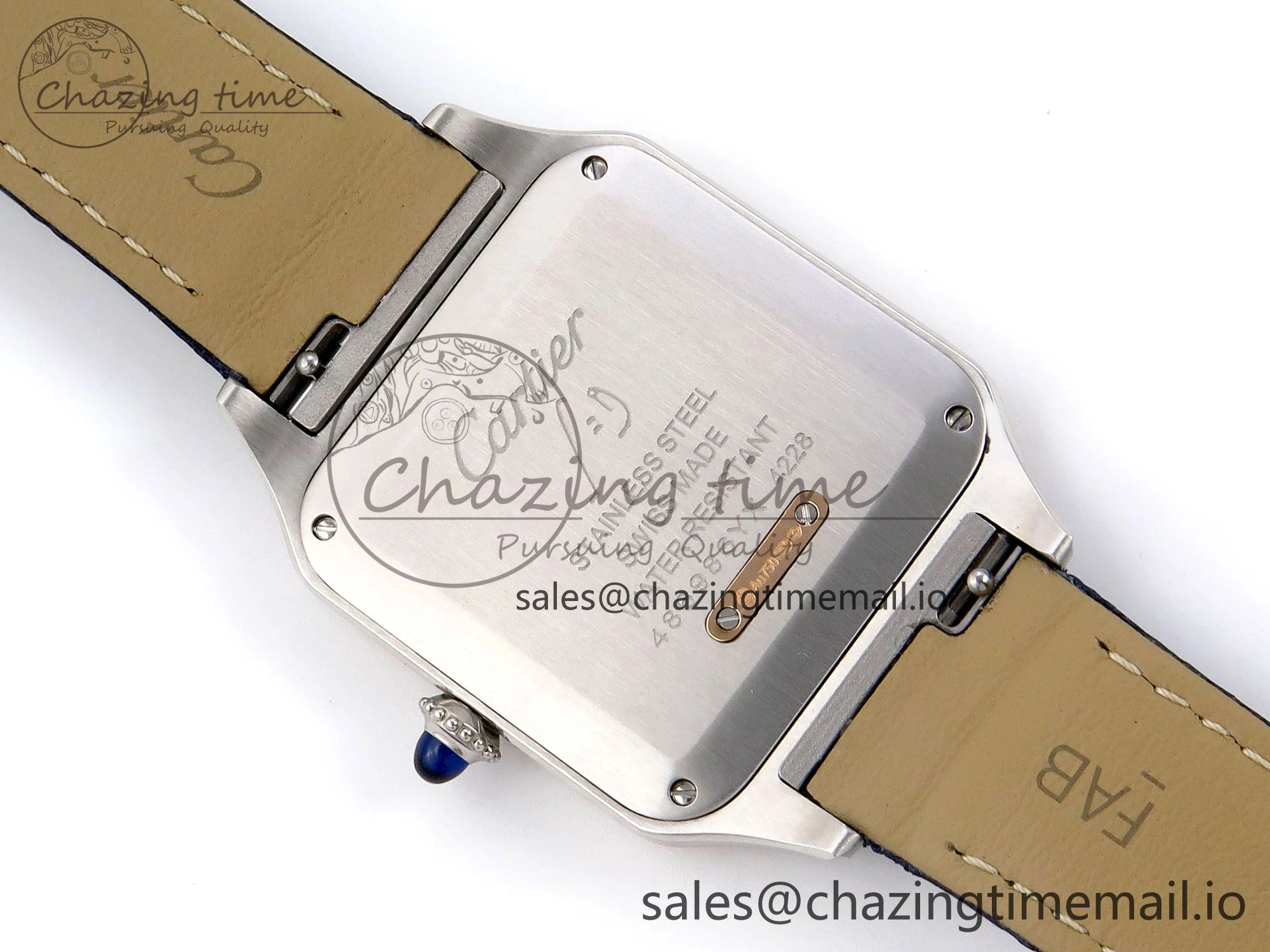 Santos Dumont 31.4mm SS RG AF 1:1 Best Edition Silver Dial on Blue Croco Strap A UrbanChic 5891