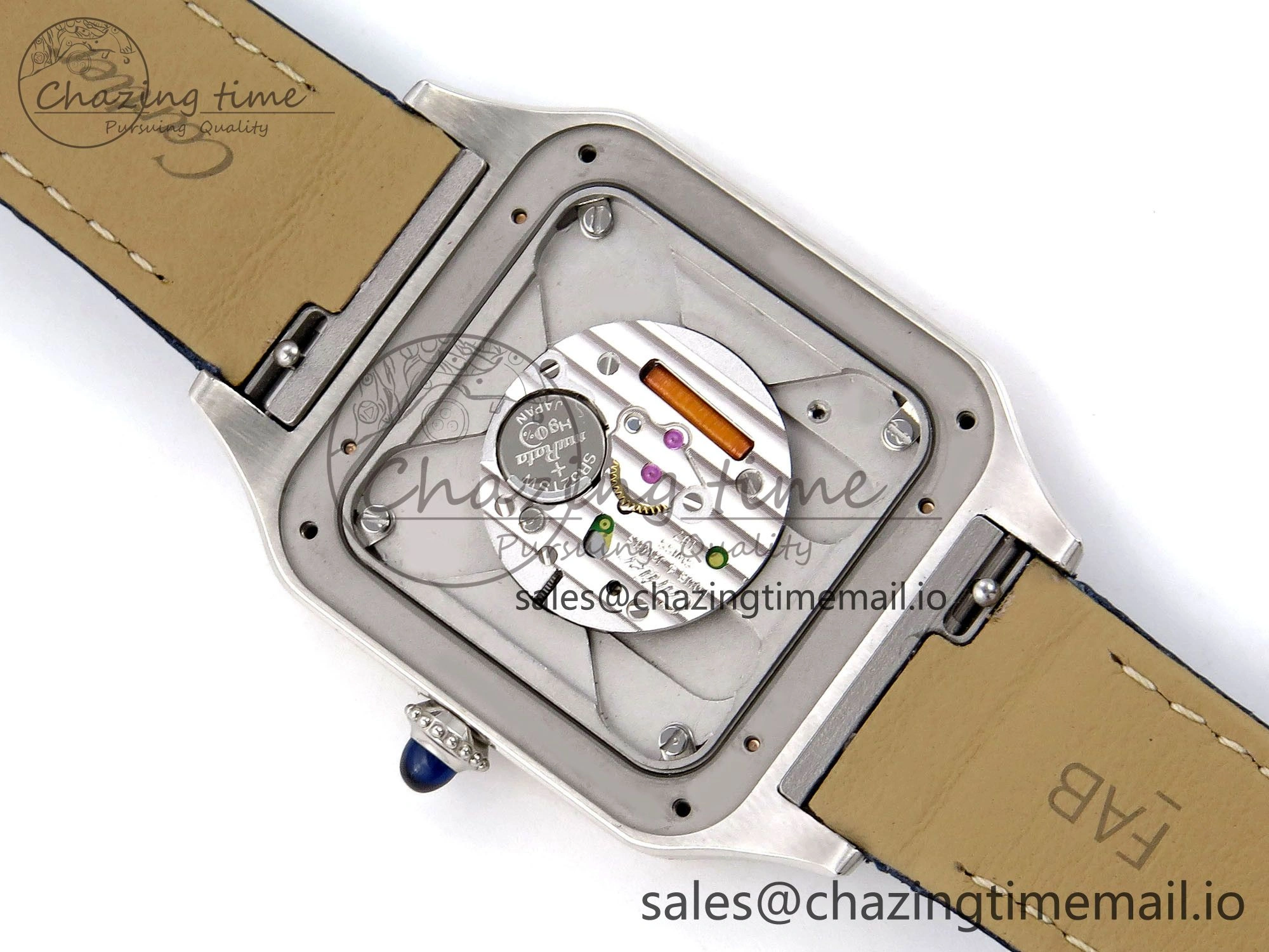 Santos Dumont 31.4mm SS RG AF 1:1 Best Edition Silver Dial on Blue Croco Strap A UrbanChic 5891